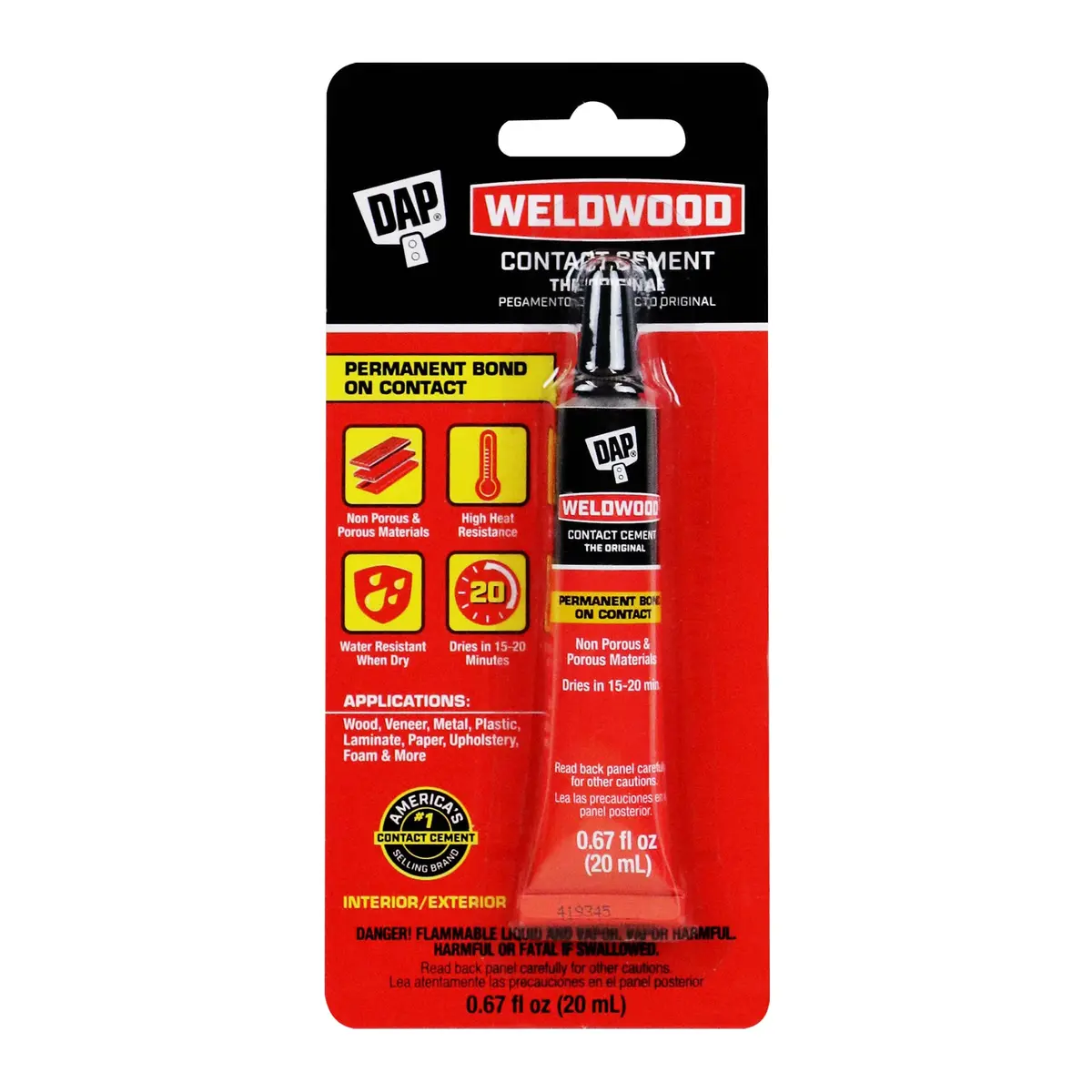 DAP Weldwood Contact Cement Tan 0.67 Oz | Instant High-Strength Bond for Surfaces - main product image
