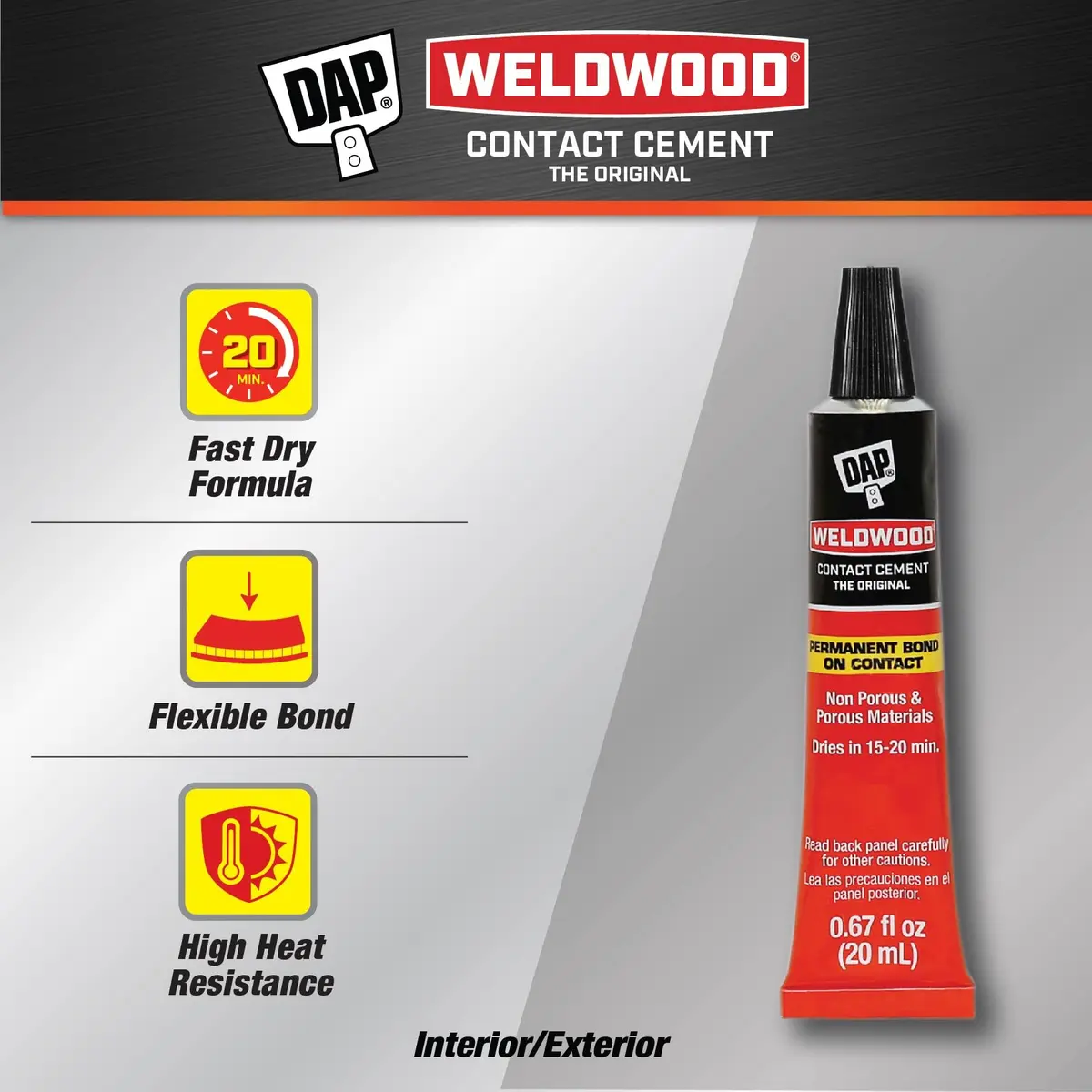 DAP Weldwood Contact Cement Tan 0.67 Oz | Instant High-Strength Bond for Surfaces - view 2