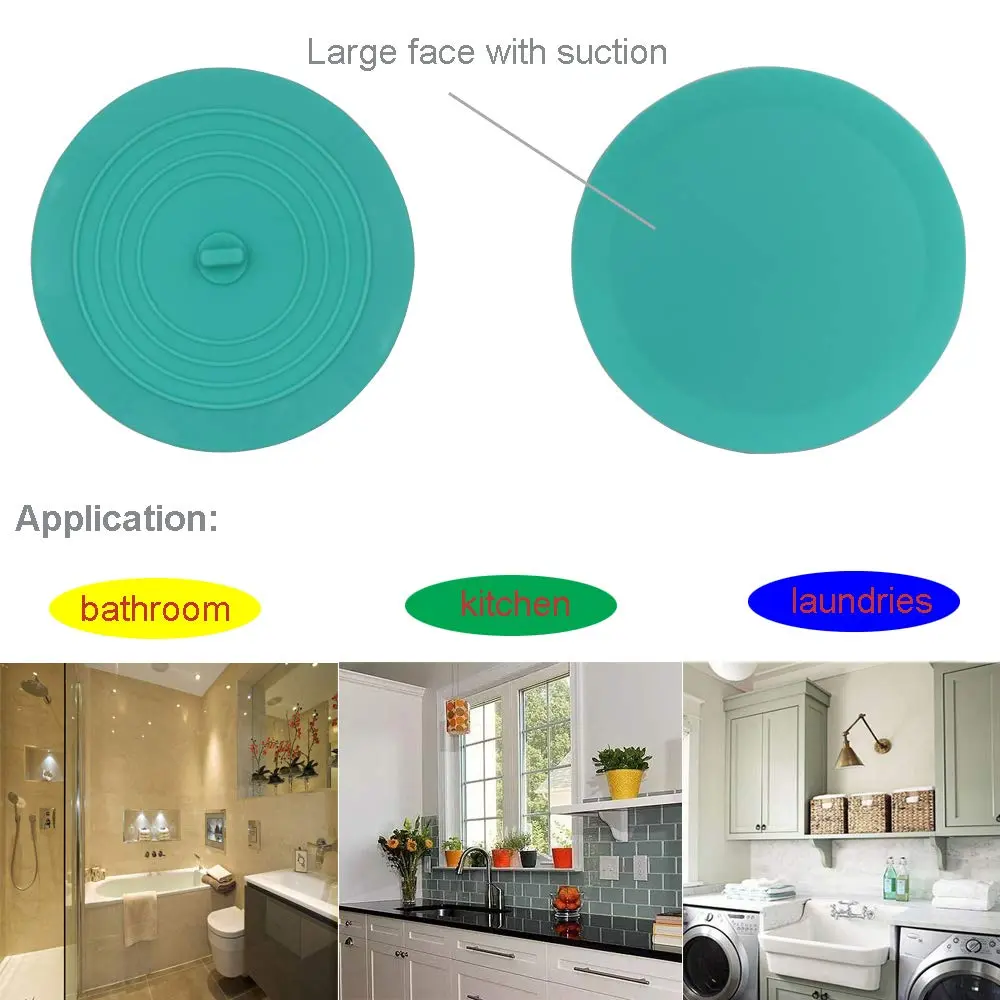 V-TOP Tub Stopper 2 Pack, 6 inches Large Silicone Drain Plug for Kitchen Bathroom Laundry - view 7