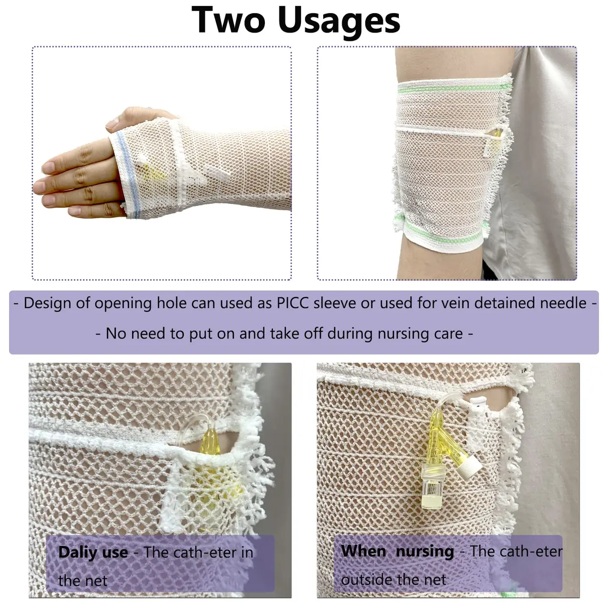 CHOYTONG PICC Line Cover Sleeve for Toddlers Age 1-2, Elastic Net, 2.2cm x 13.2cm (S) | Breathable Arm Protector - view 3
