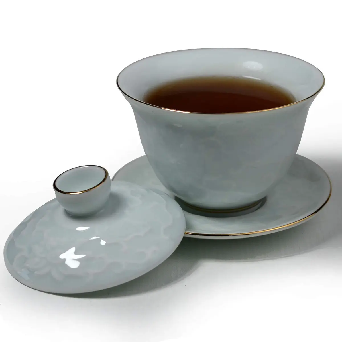 YXHUPOT Gaiwan Chinese Sancai 6oz Tea Set with Gold Wire Porcelain | Traditional Chinese Tea Ceremony - view 2