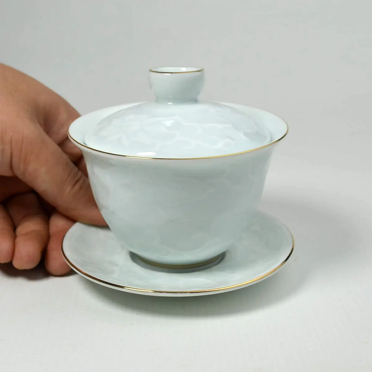 YXHUPOT Gaiwan Chinese Sancai 6oz Tea Set with Gold Wire Porcelain | Traditional Chinese Tea Ceremony - view 3