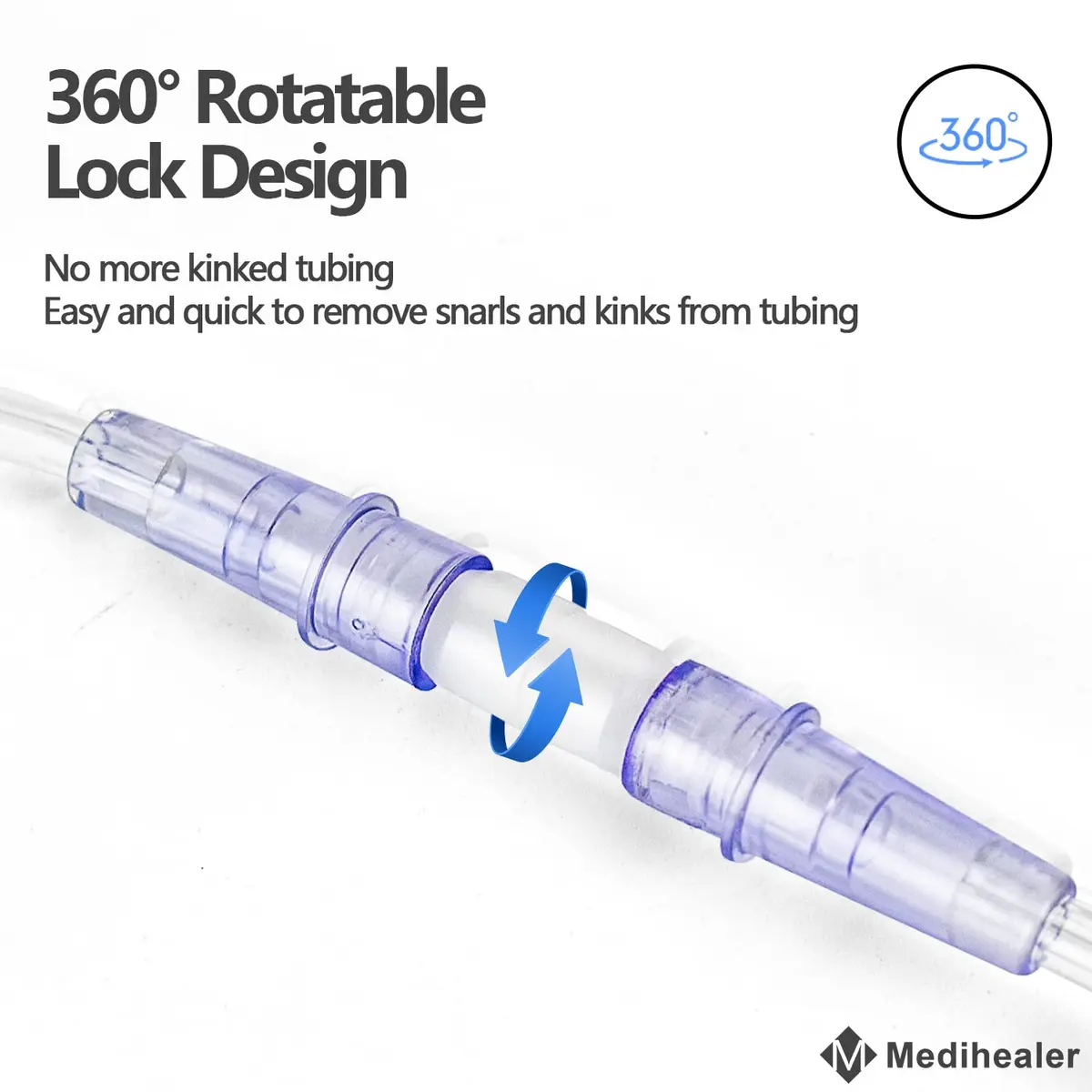 Medihealer 5 Packs Tubing Swivel Connectors | Kink-Resistant Oxygen Fittings for Home Use - view 2