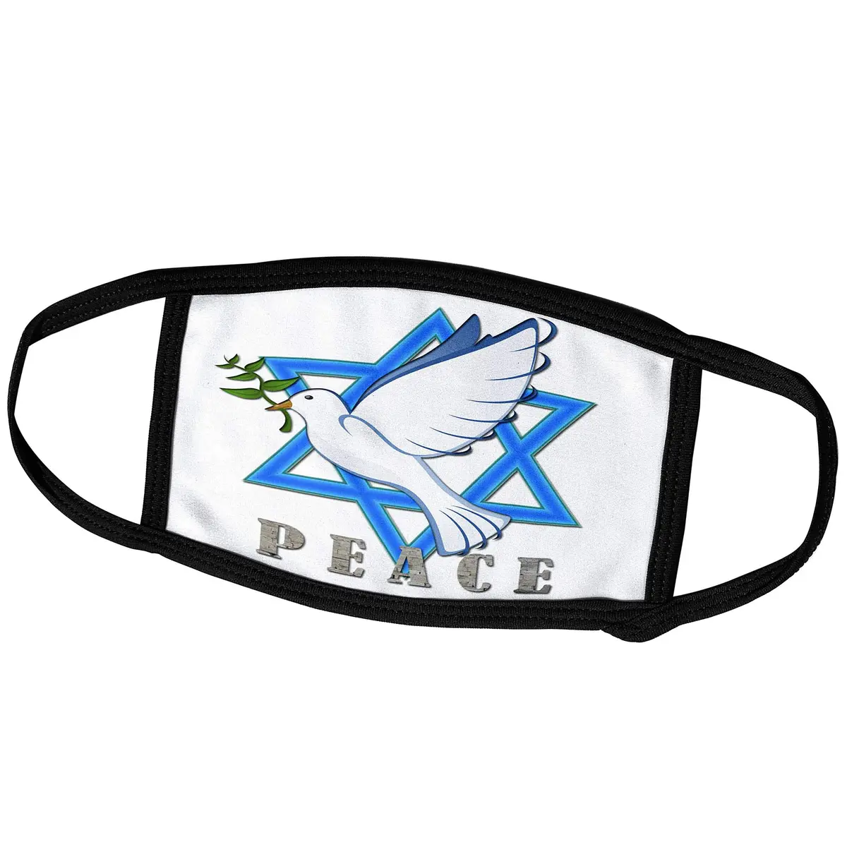 3dRose Face Mask - Star of David Love Israel | Lightweight, Reusable, Custom Print (6.3 x 4.0-inch) - main product image