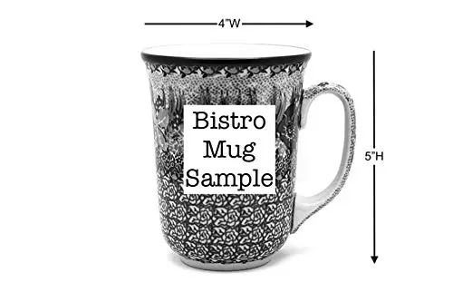 Polish Pottery Gallery Handmade Ceramic Mug 473ml (16 oz) | Forget-Me-Knot Blue Traditional Pattern - view 3