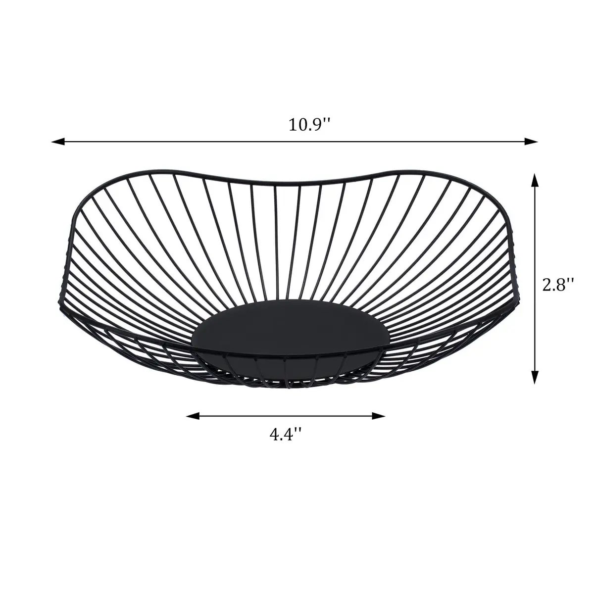 IBWell Short Curved-Edge Modern Creative Stylish Single Tier Dish, 10.9" (27.99cm) Square Metal Fruit Basket | Elegant Kitchen Decor - view 2