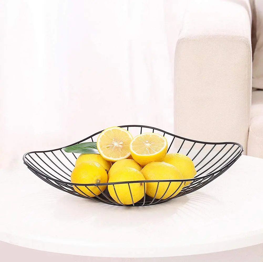 IBWell Short Curved-Edge Modern Creative Stylish Single Tier Dish, 10.9" (27.99cm) Square Metal Fruit Basket | Elegant Kitchen Decor - view 4