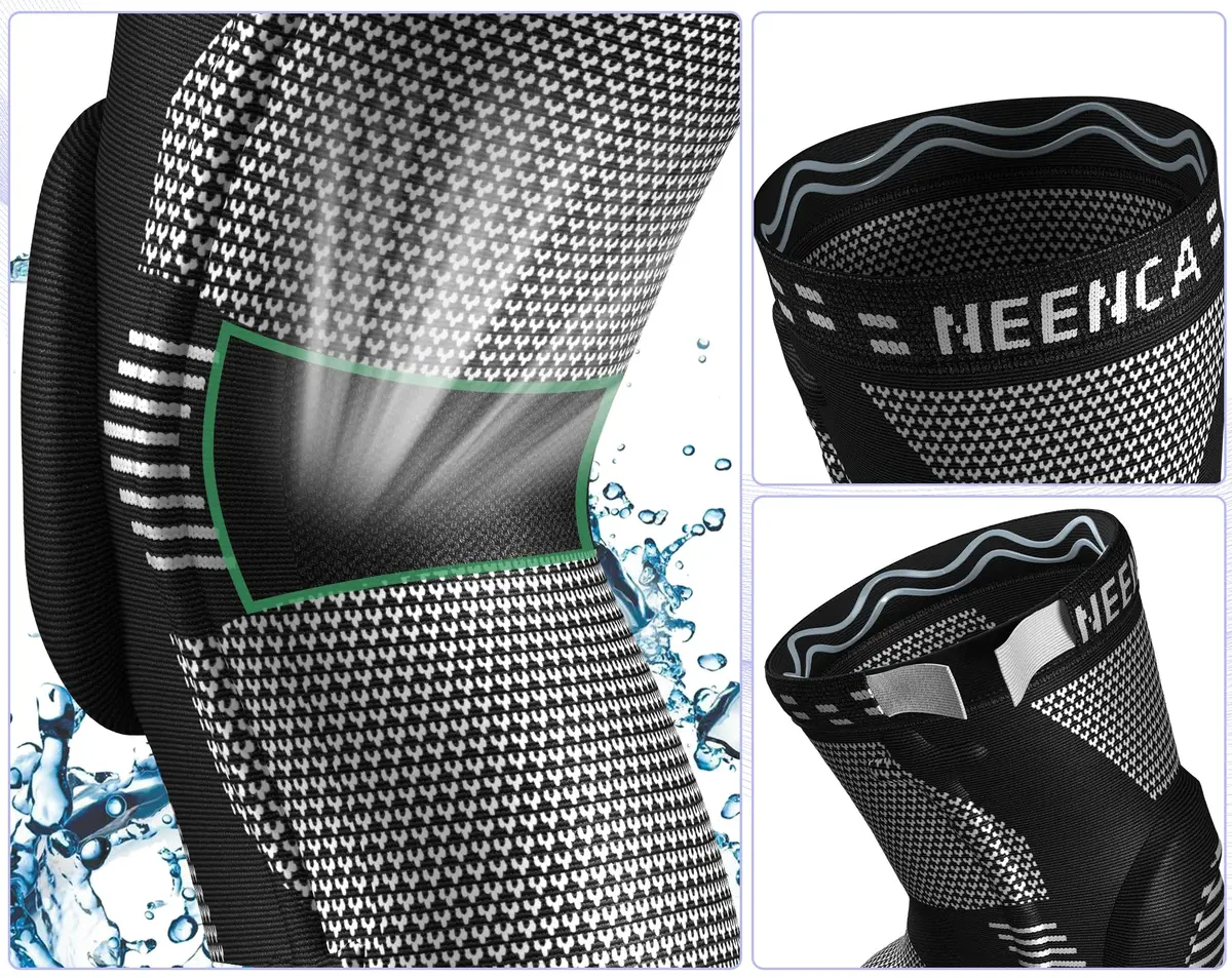 NEENCA Knee Brace for Knee Pain Relief, Compression Knee Sleeves with Patella Gel Pad & Side Stabilizers, Medical Grade Support for Weightlifting, Running, Arthritis, Meniscus Tear (Medium, Black) - view 4