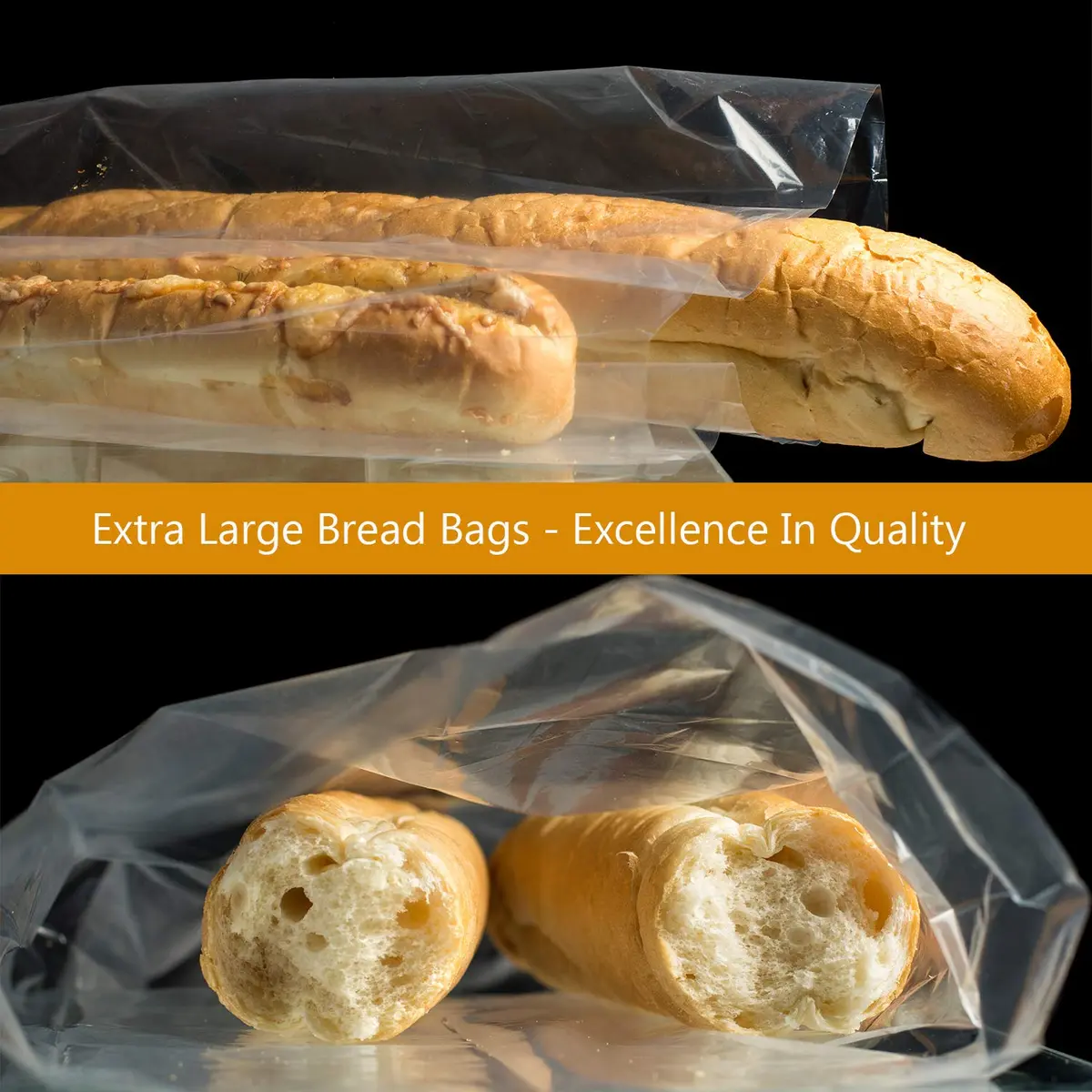 Morepack Plastic Bread Bags 22x6x10 in 100 Pcs | Keep Bread Fresh & Longer - view 5