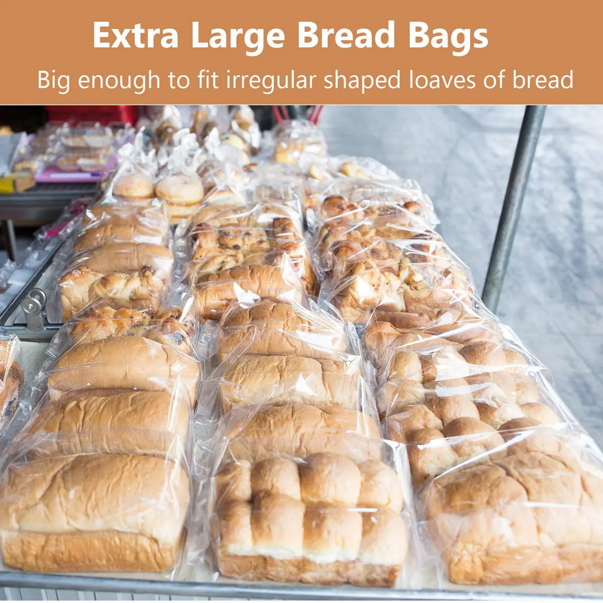 Morepack Plastic Bread Bags 22x6x10 in 100 Pcs | Keep Bread Fresh & Longer - view 7