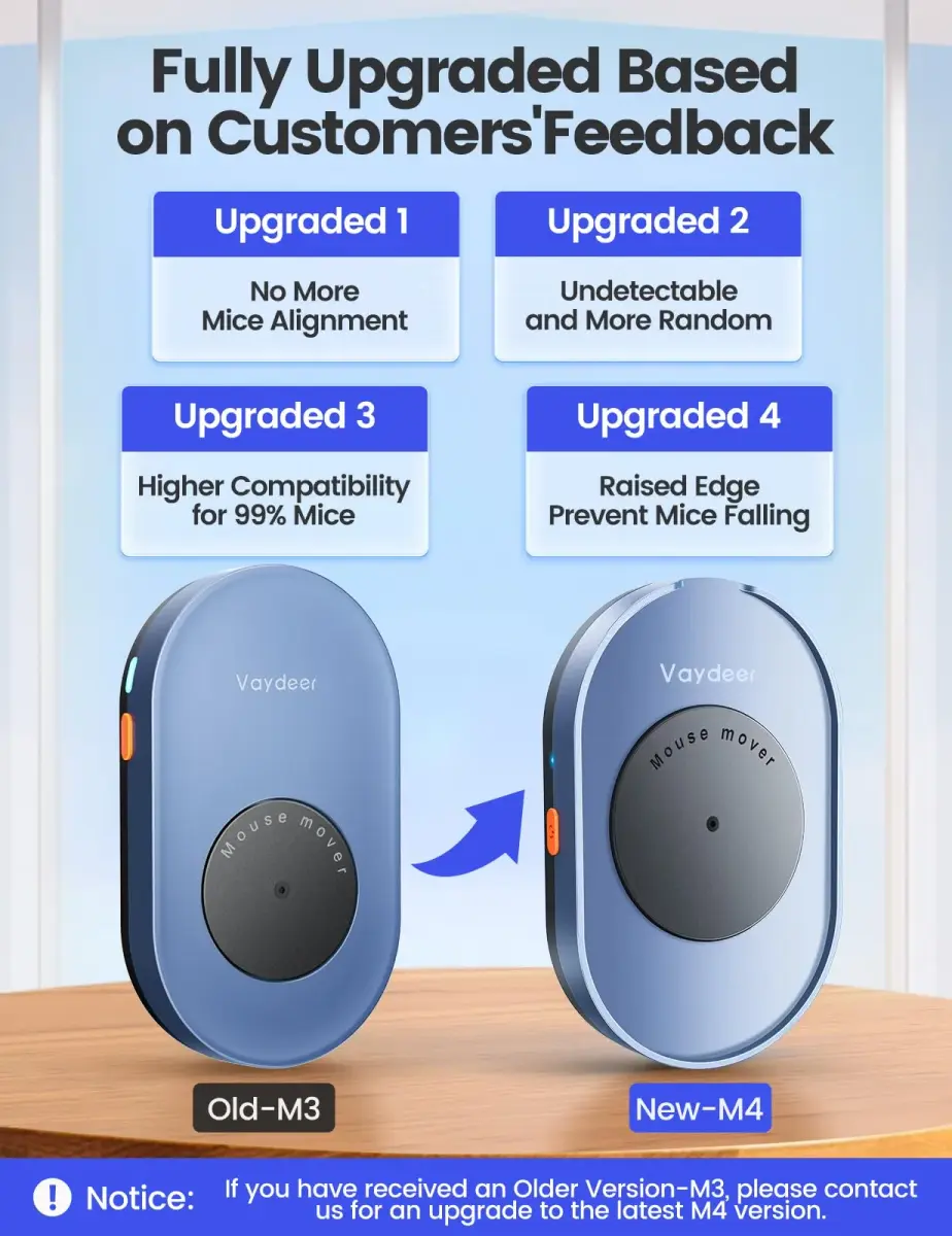Vaydeer Mouse Jiggler Mover with Switch & USB Port 130mm (5.12 inches) | Keeps Computer Awake - view 2