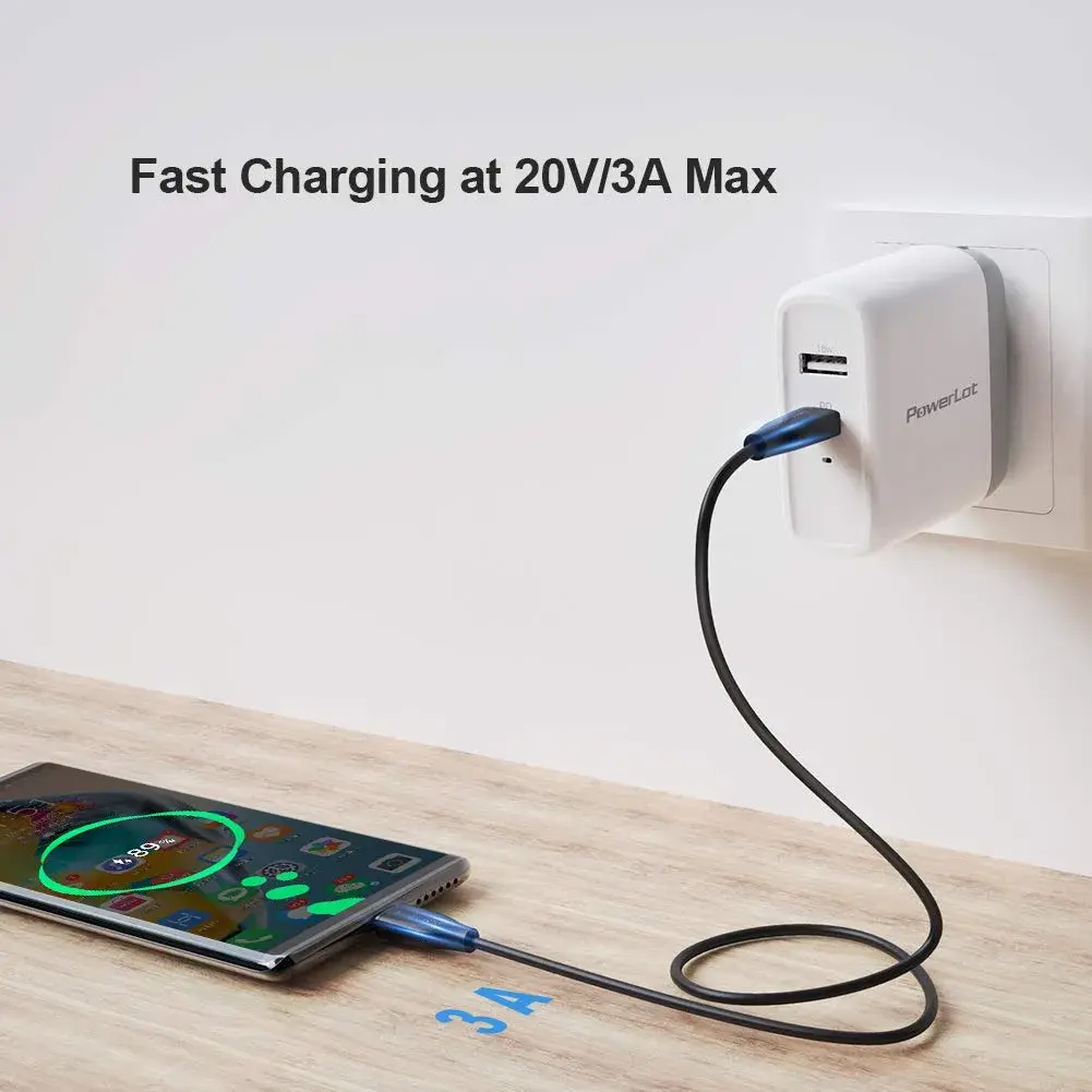 CableCreation USB C to C Cable 2m (6.6ft) 60W Fast Charging | Black - view 2