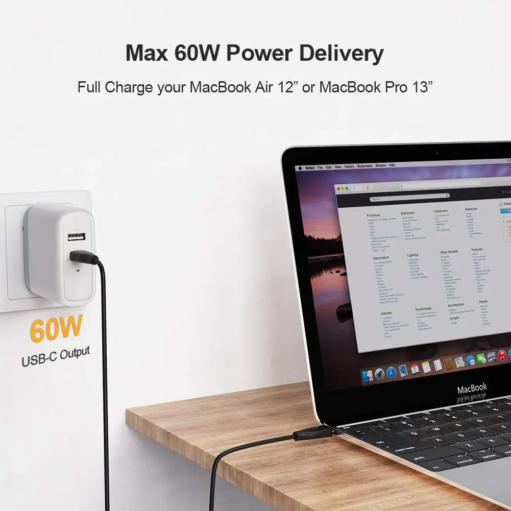 CableCreation USB C to C Cable 2m (6.6ft) 60W Fast Charging | Black - view 3
