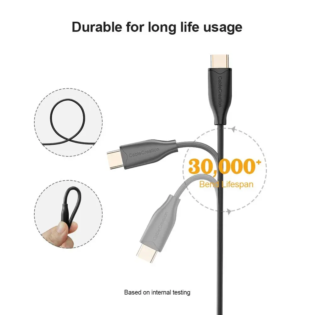 CableCreation USB C to C Cable 2m (6.6ft) 60W Fast Charging | Black - view 4