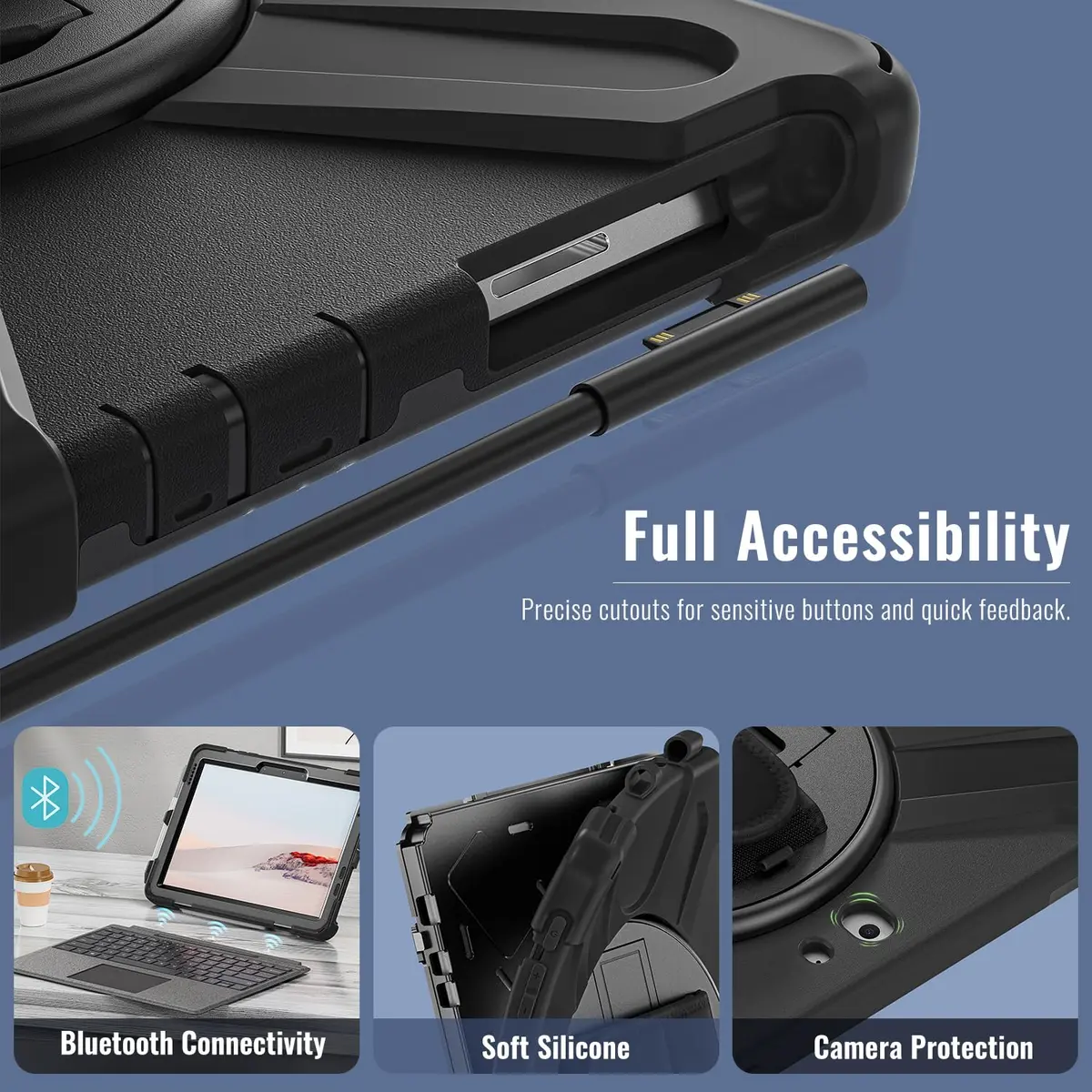 DreamerX Portable Electronic Device Cover for Microsoft Surface Go 4/3/2 with Strap, Black | Shockproof & Water Resistant - view 9