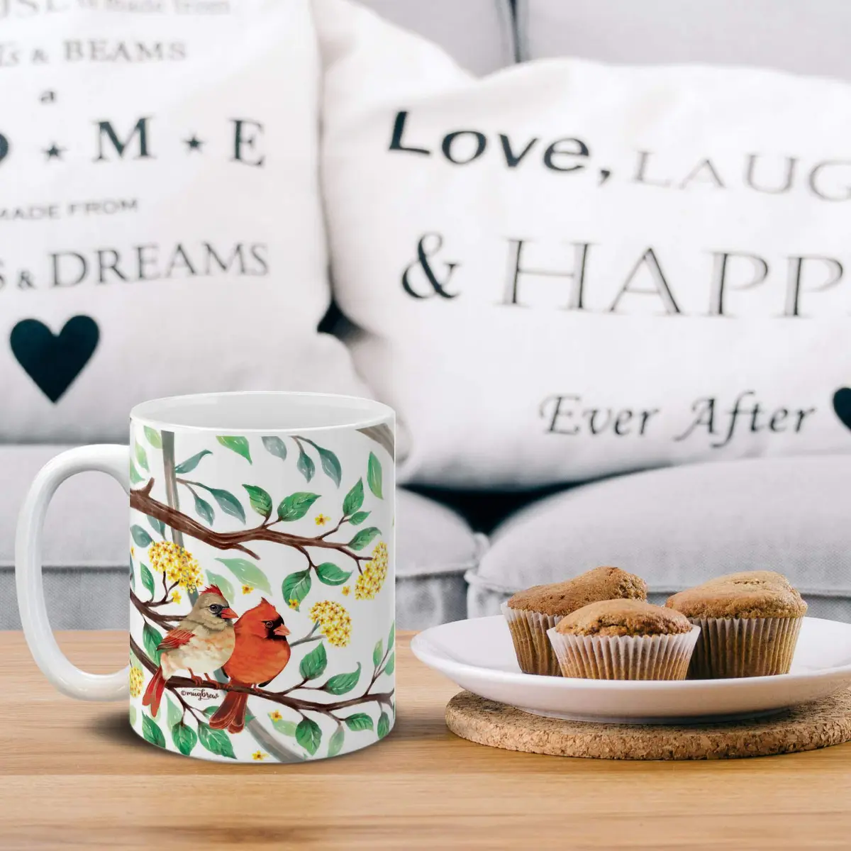 MUGBREW Red Cardinal Birds In Summer Ceramic Coffee Mug 11 OZ | Vibrant Summer Bird Design - view 5