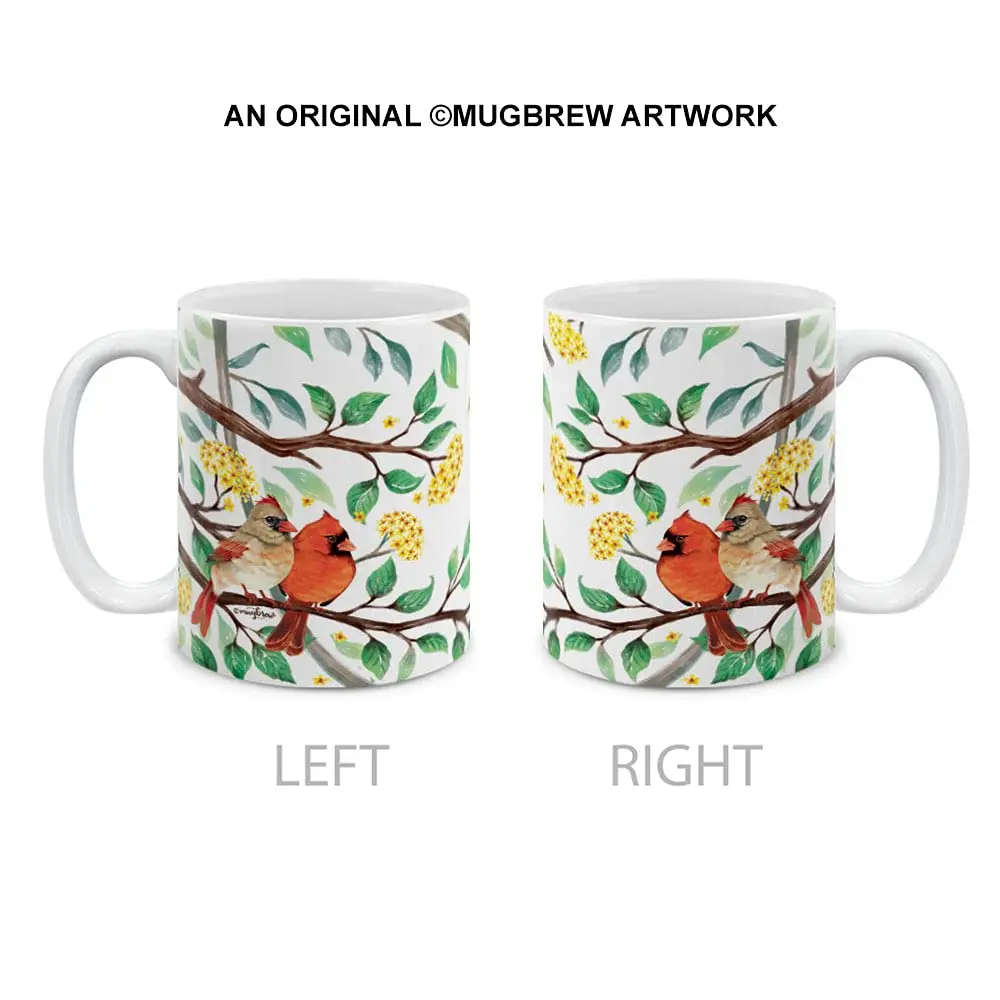 MUGBREW Red Cardinal Birds In Summer Ceramic Coffee Mug 11 OZ | Vibrant Summer Bird Design - view 2