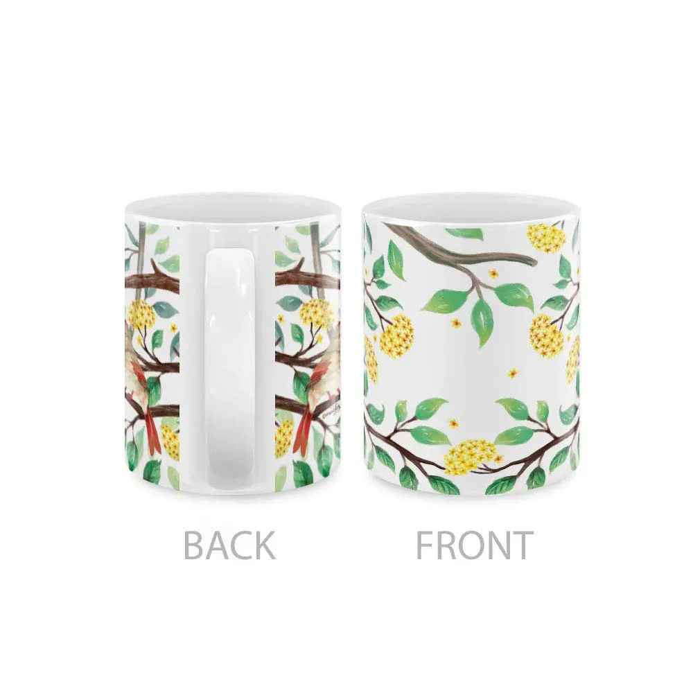 MUGBREW Red Cardinal Birds In Summer Ceramic Coffee Mug 11 OZ | Vibrant Summer Bird Design - view 3