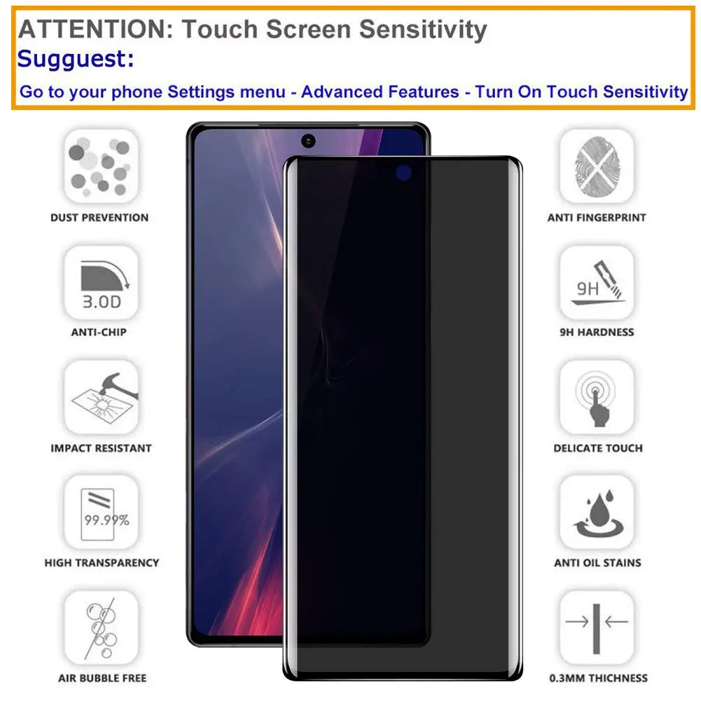 YWXTW Red 2 Pack Privacy Screen Protector for Samsung Galaxy Note 20 Ultra | Anti-Spy Black Tempered Glass - view 5