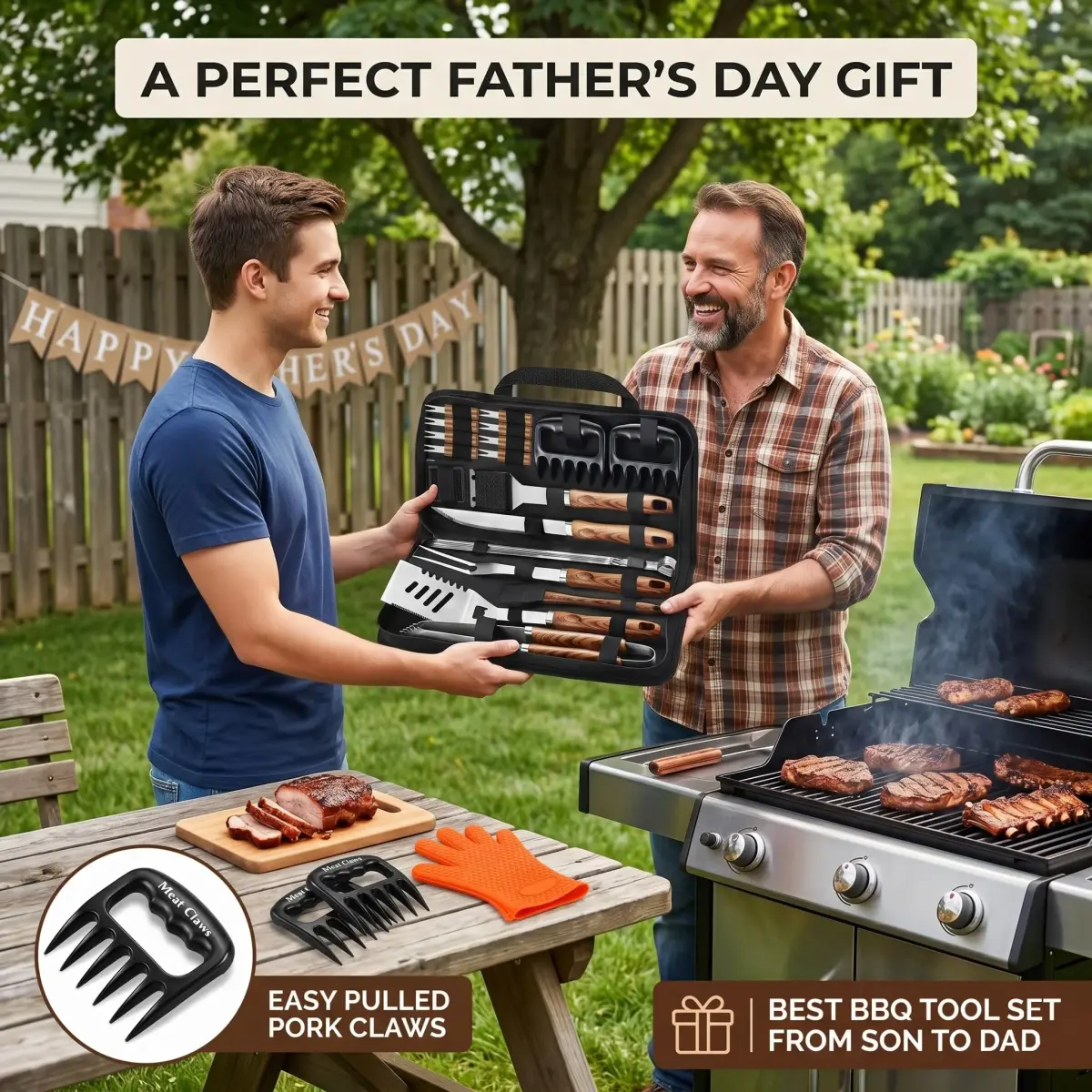 ROMANTICIST 23-Piece Heavy Duty Grilling Tool Set with Meat Claws & Canvas Bag | Stainless Steel BBQ Accessories - view 2