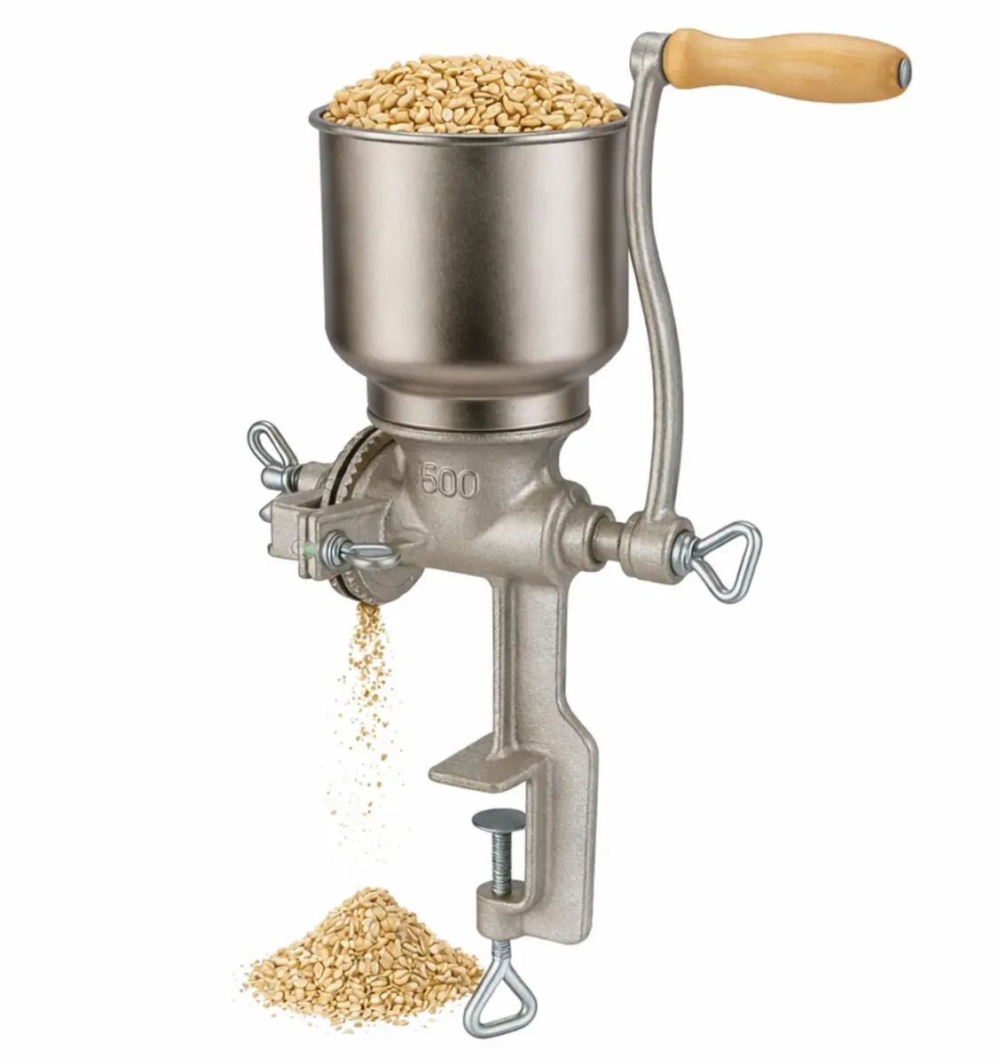 Killer's Instinct Outdoors Grain Mill Iron Grinder Manual Food Grinder Hand Crack with High Hopper | Heavy Duty Cast Iron, Adjustable Grind - main product image