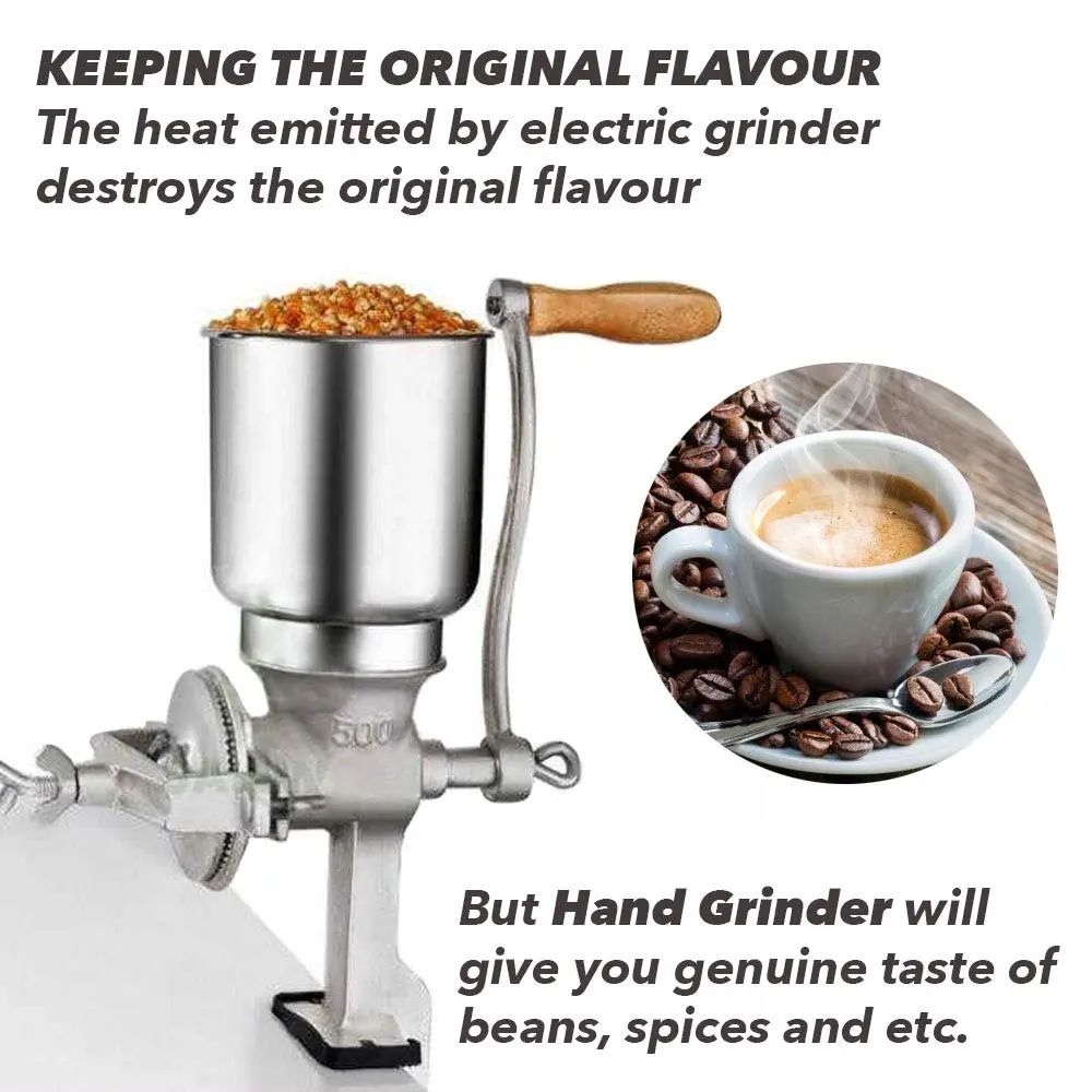 Killer's Instinct Outdoors Grain Mill Iron Grinder Manual Food Grinder Hand Crack with High Hopper | Heavy Duty Cast Iron, Adjustable Grind - view 7