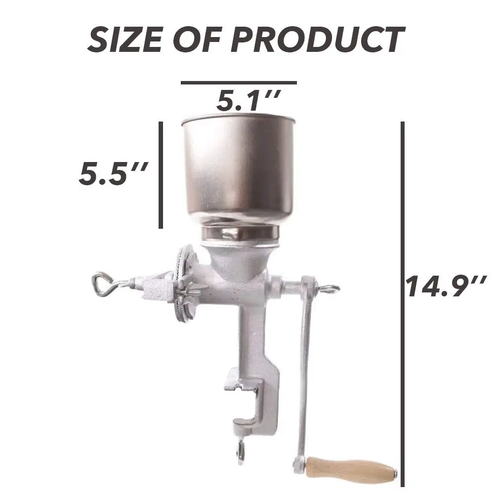 Killer's Instinct Outdoors Grain Mill Iron Grinder Manual Food Grinder Hand Crack with High Hopper | Heavy Duty Cast Iron, Adjustable Grind - view 2