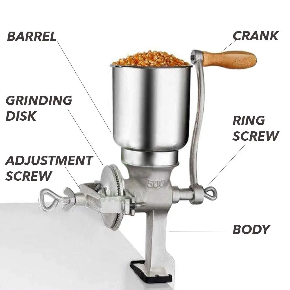 Killer's Instinct Outdoors Grain Mill Iron Grinder Manual Food Grinder Hand Crack with High Hopper | Heavy Duty Cast Iron, Adjustable Grind - view 3