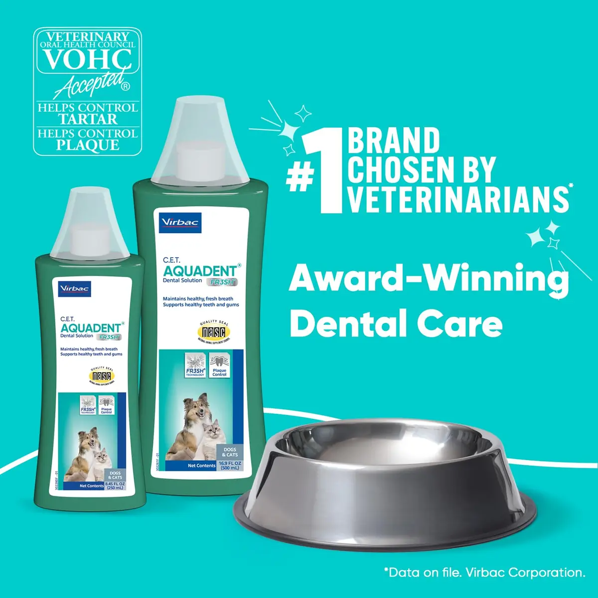 Virbac C.E.T. Aquadent Fr3sh Dental Solution for Dogs & Cats 500 ml | Natural Plaque & Tartar Control - view 2