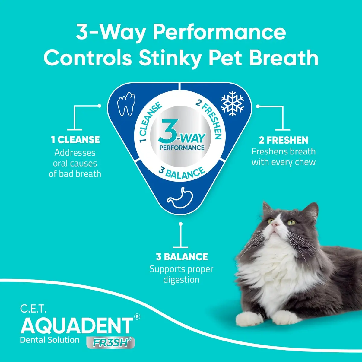 Virbac C.E.T. Aquadent Fr3sh Dental Solution for Dogs & Cats 500 ml | Natural Plaque & Tartar Control - view 3
