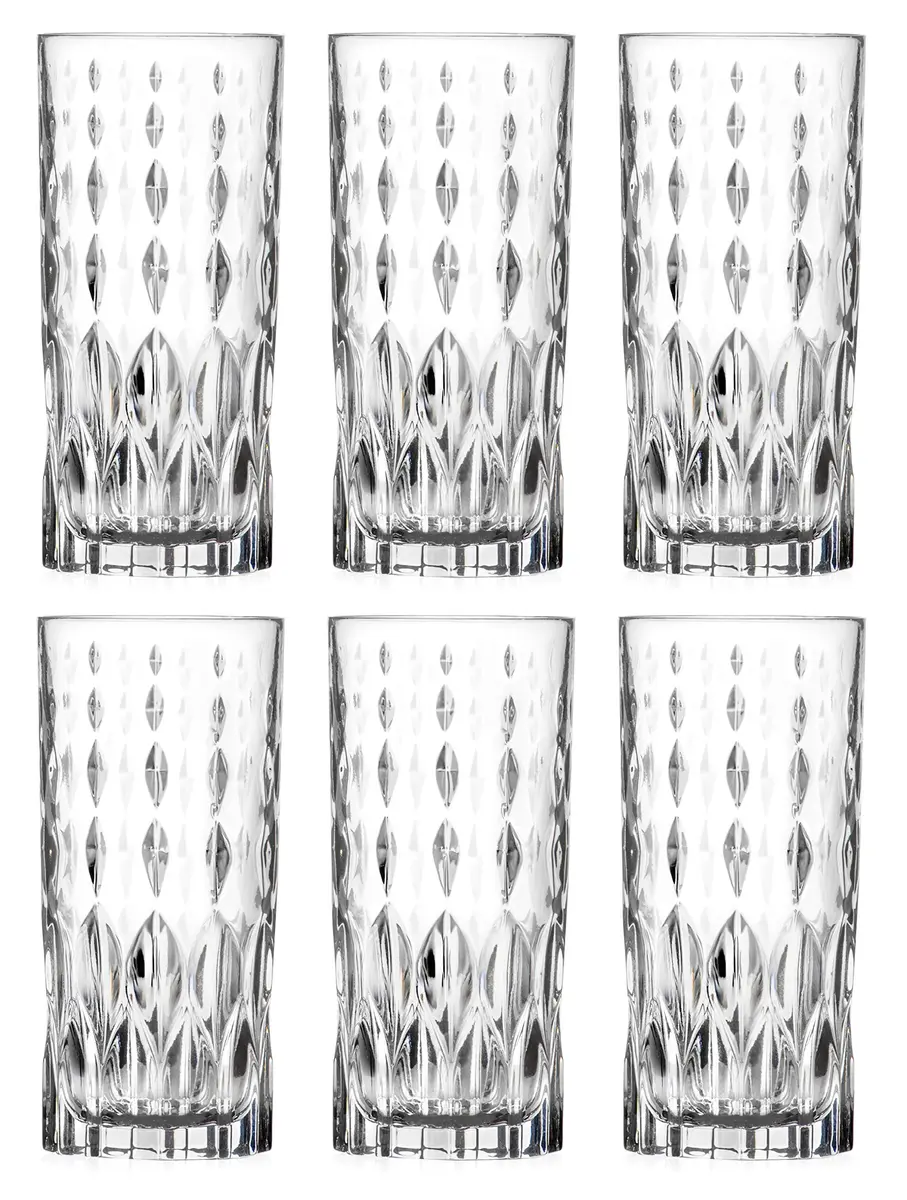 Barski Highball Glasses Set of 6 Crystal-Like Glass 355ml (12 oz) | European Crafted Drinking Tumblers - main product image