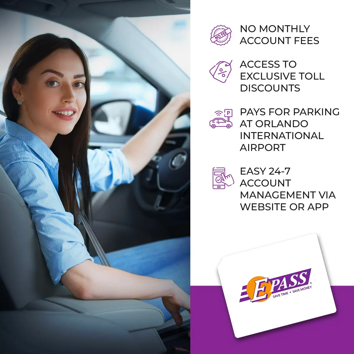 E-PASS Electronic Toll Sticker; Works on Toll Roads in FL, GA & NC | Universal Fit - view 4