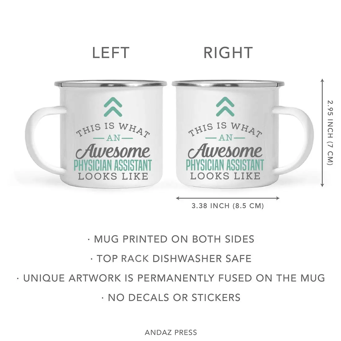 Andaz Press 11oz. Stainless Steel Campfire Coffee Mug Gift, This Is What An Awesome Physician Assistant Looks Like, 1-Pack - view 5