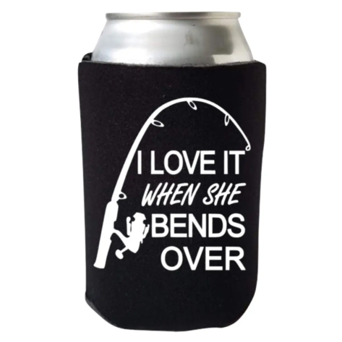 Capital City Commerce Can Cooler 355ml | Funny Fishing Design, Collapsible & Waterproof (Black) - main product image