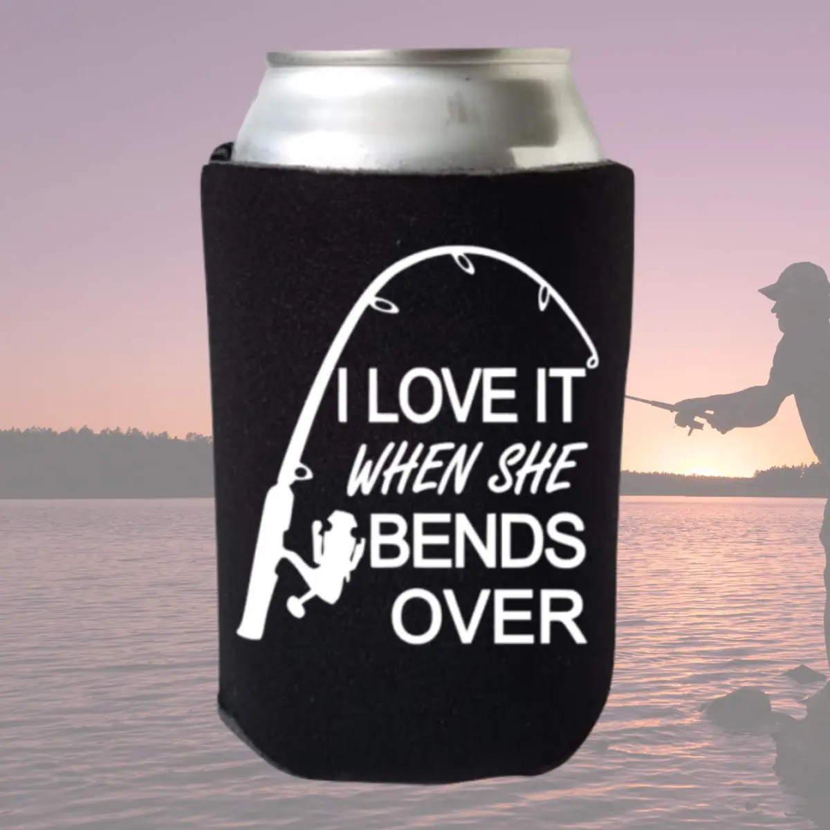 Capital City Commerce Can Cooler 355ml | Funny Fishing Design, Collapsible & Waterproof (Black) - view 3