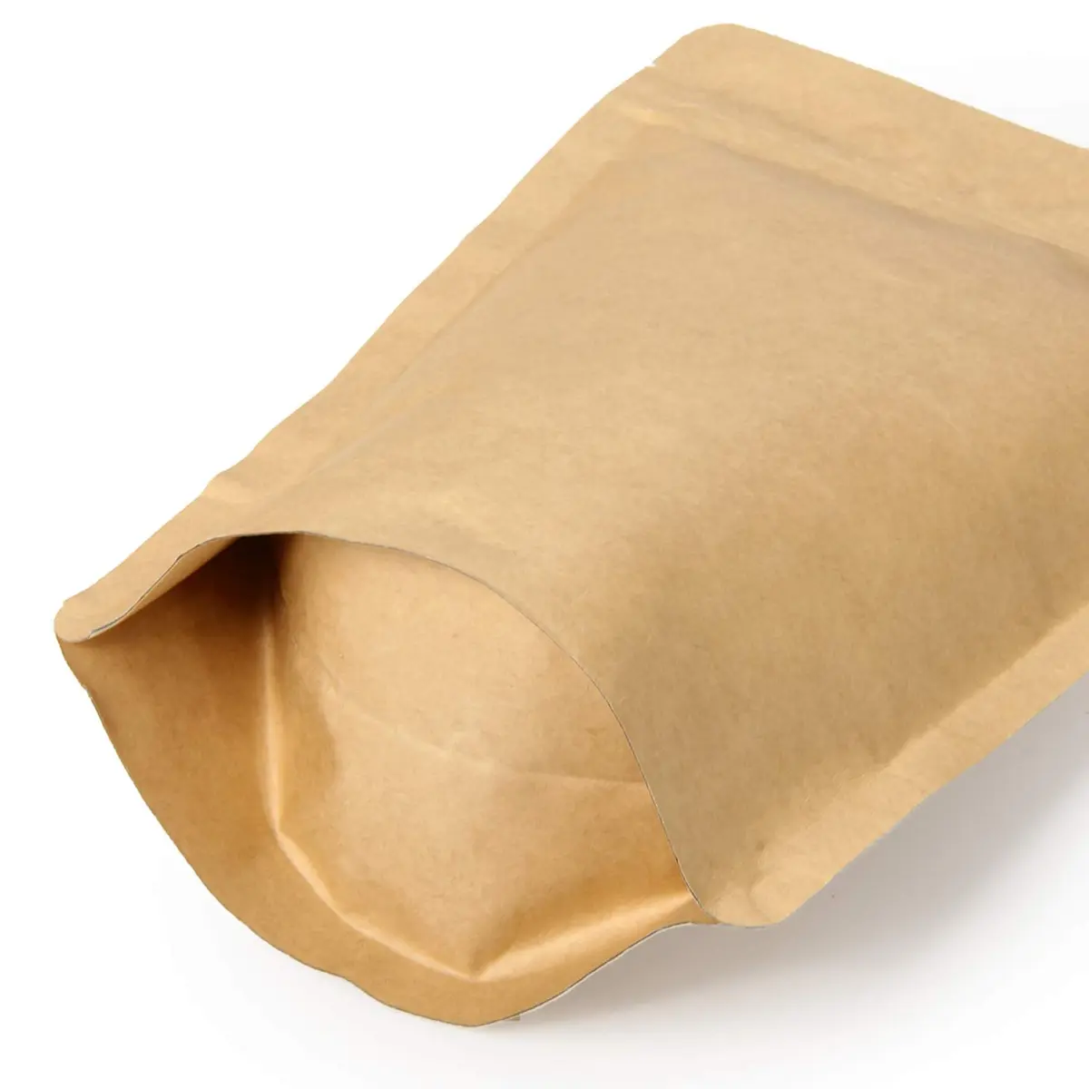 Merryseason Natural Kraft Paper Food Storage Bag 16 oz | High Barrier with Valve & Resealable Zipper (454-500 g, Pack of 100) - view 4