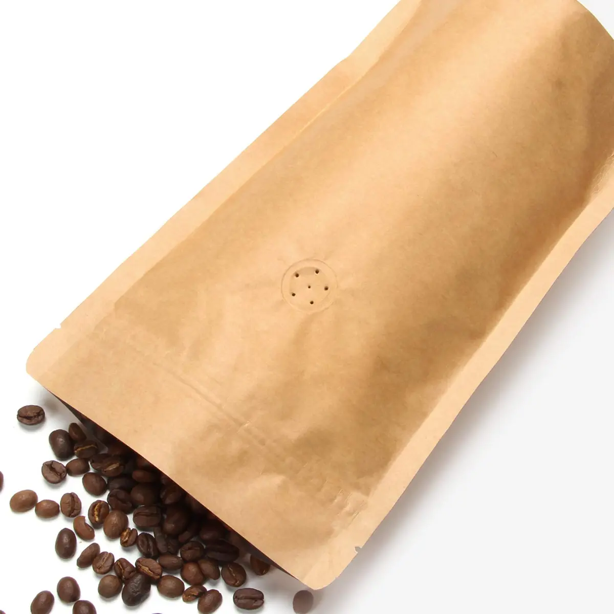 Merryseason Natural Kraft Paper Food Storage Bag 16 oz | High Barrier with Valve & Resealable Zipper (454-500 g, Pack of 100) - view 3