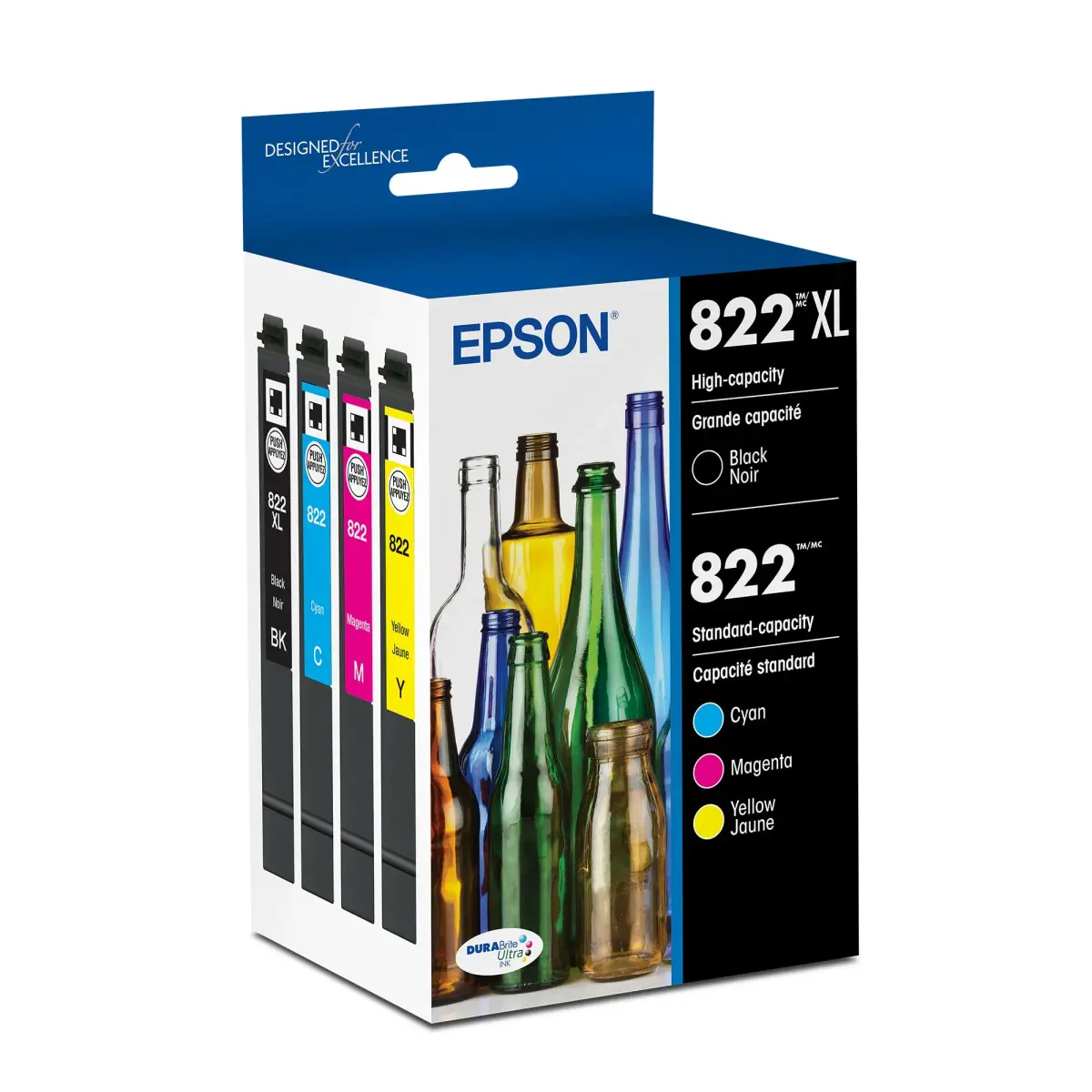 Epson 822 DURABrite Ultra Ink High Capacity Black & Standard Color Combo Pack | 300 Pages Black - main product image