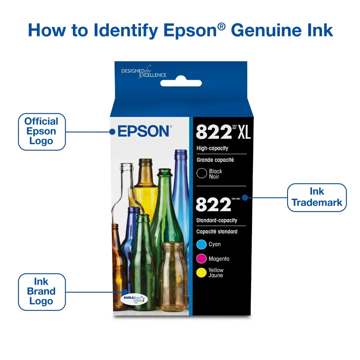 Epson 822 DURABrite Ultra Ink High Capacity Black & Standard Color Combo Pack | 300 Pages Black - view 3