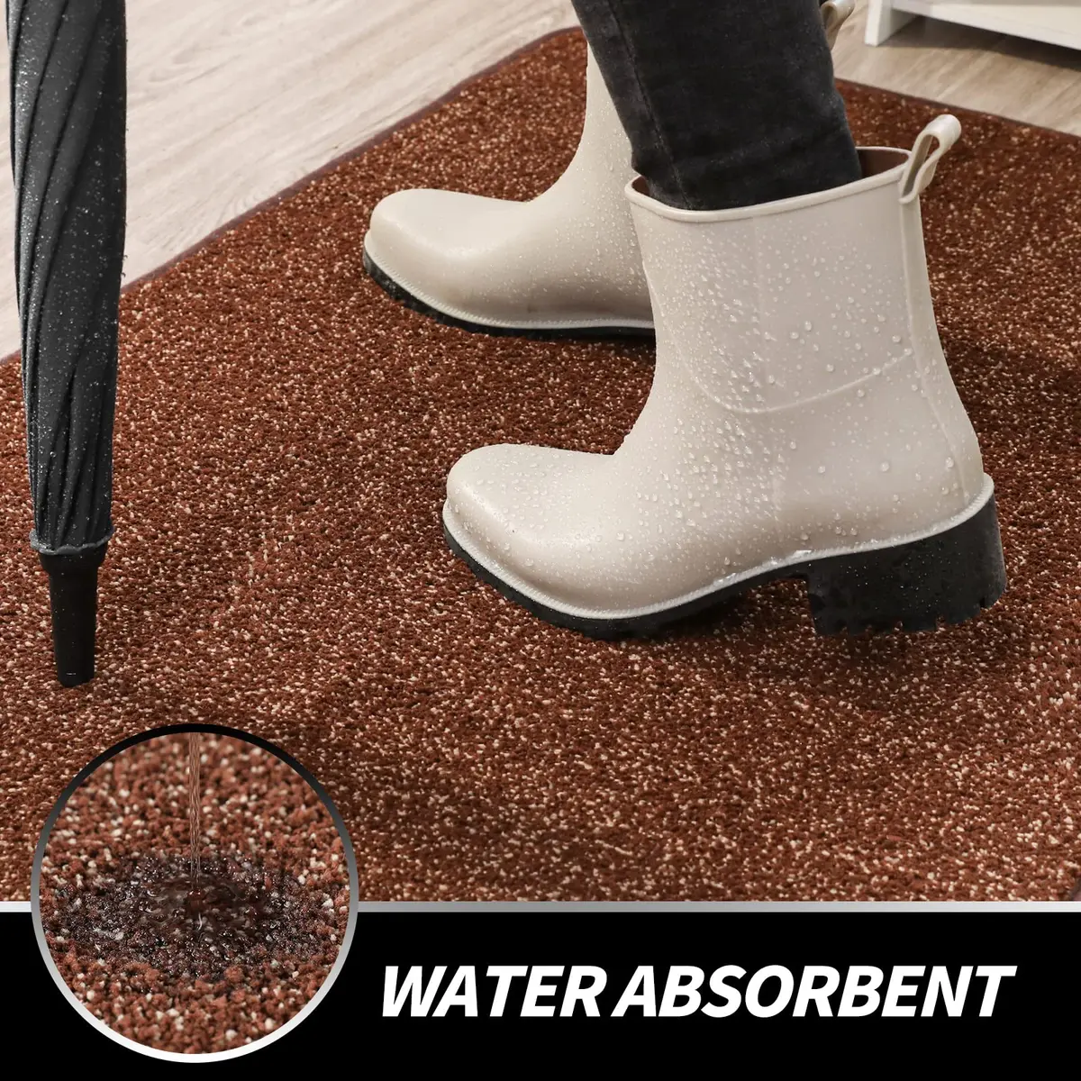 LINLA Camel Coffee Doormat 24x59 Inches | Super Absorbs Mud & Dirt, Indoor Area Rug - view 5