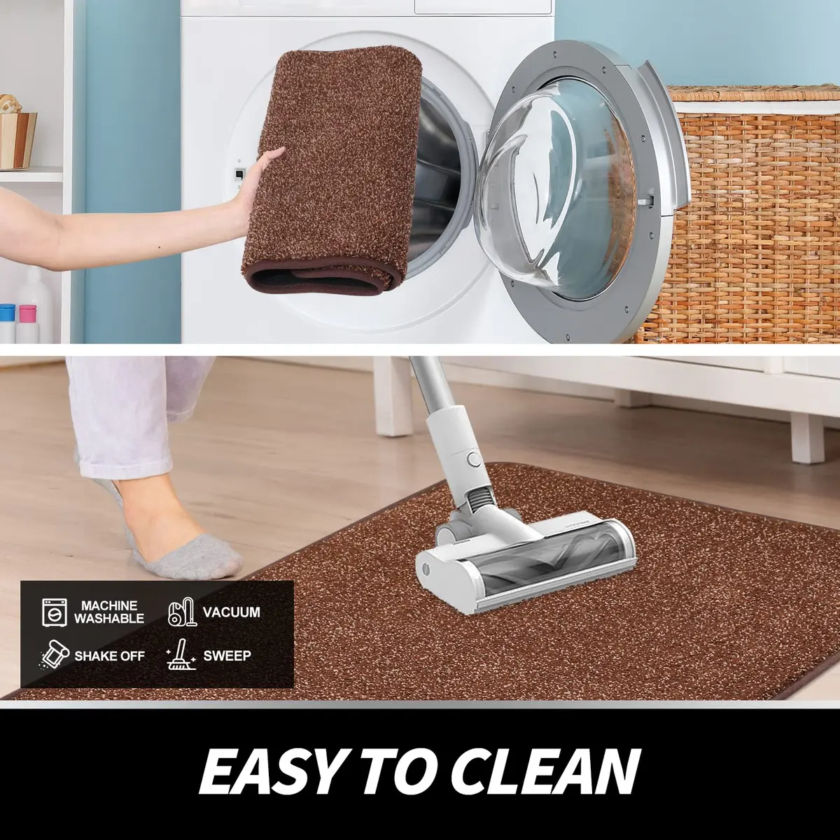 LINLA Camel Coffee Doormat 24x59 Inches | Super Absorbs Mud & Dirt, Indoor Area Rug - view 6