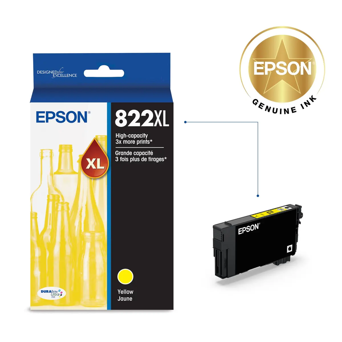 Epson T822XL High Capacity Yellow Ink Cartridge | Print Sharp Text & Bright Colors - view 2