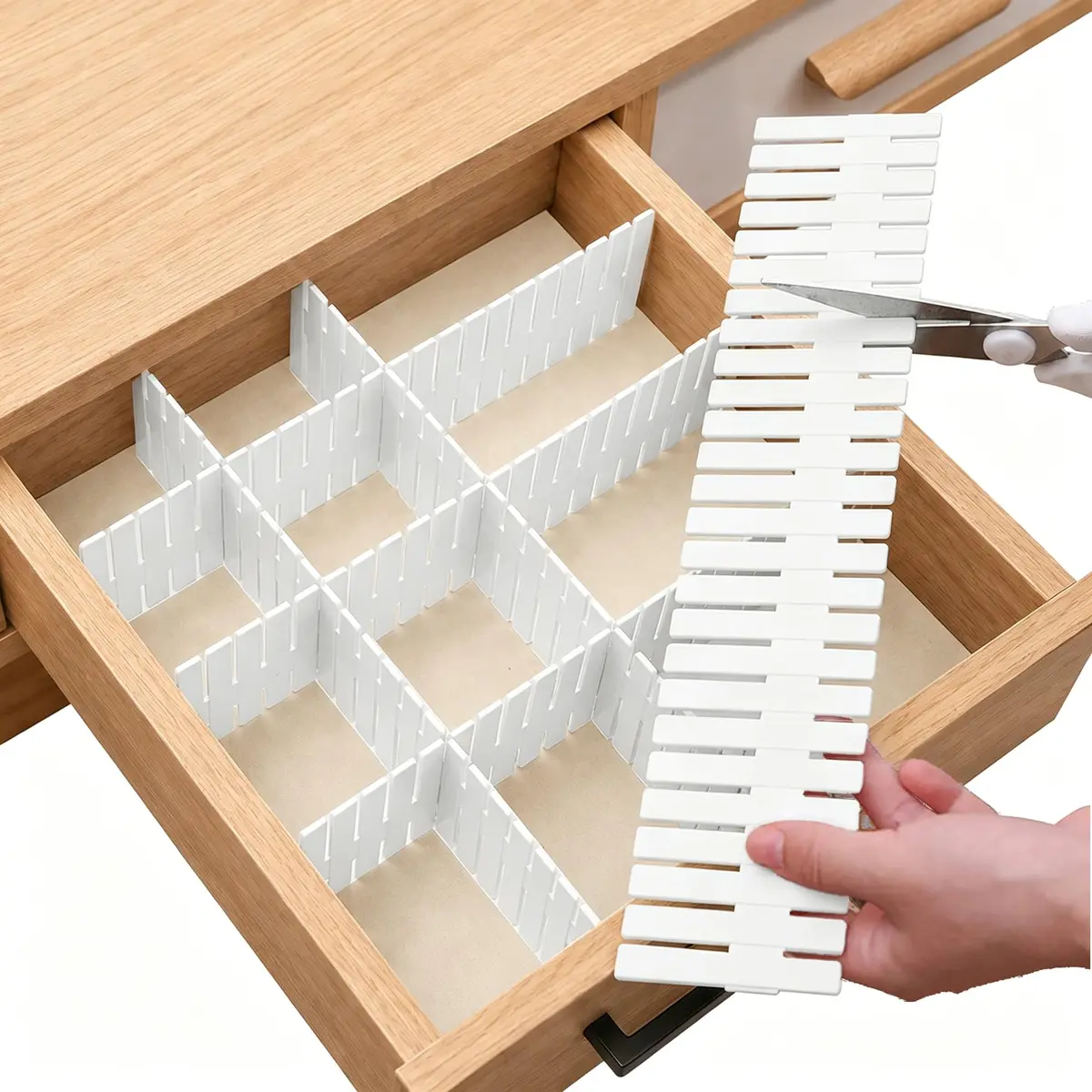 Bofoho Adjustable Drawer Dividers 8 Pack | Cut-to-Fit Plastic Organizers for Kitchen & Closet - main product image