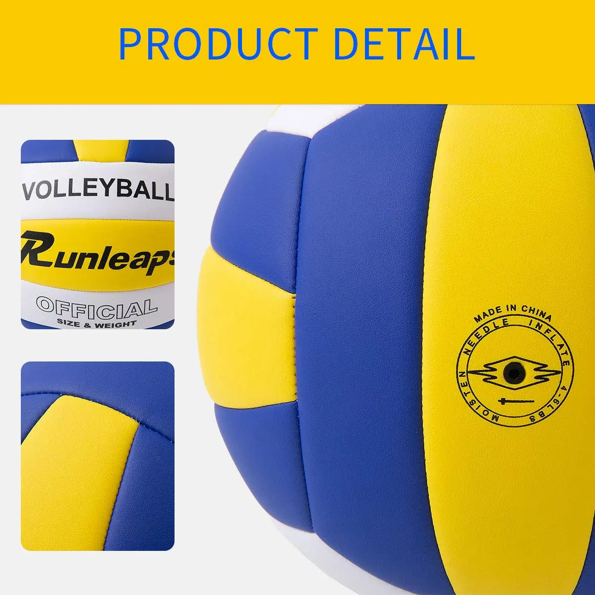 Runleaps Official Size 5 Volleyball 20.8 cm (8.2 in) | Indoor Outdoor PU Leather - view 7