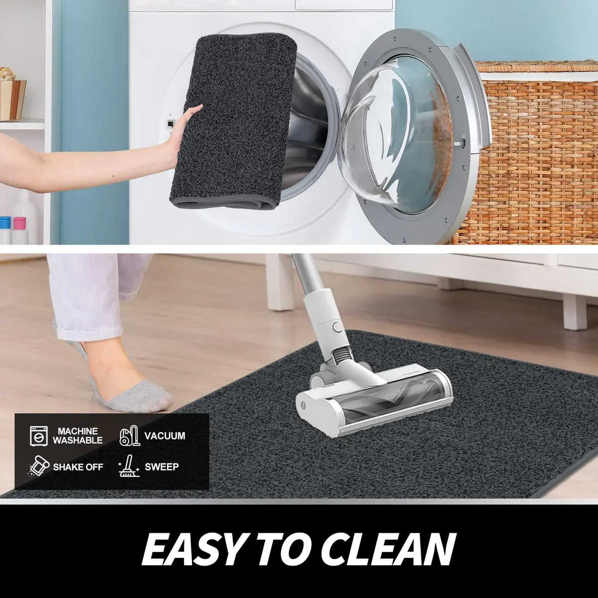 LINLA Indoor Doormat 59"x24" Absorbs Mud & Water, Non Slip, Easy to Clean, Durable for High Traffic Entryways - view 6