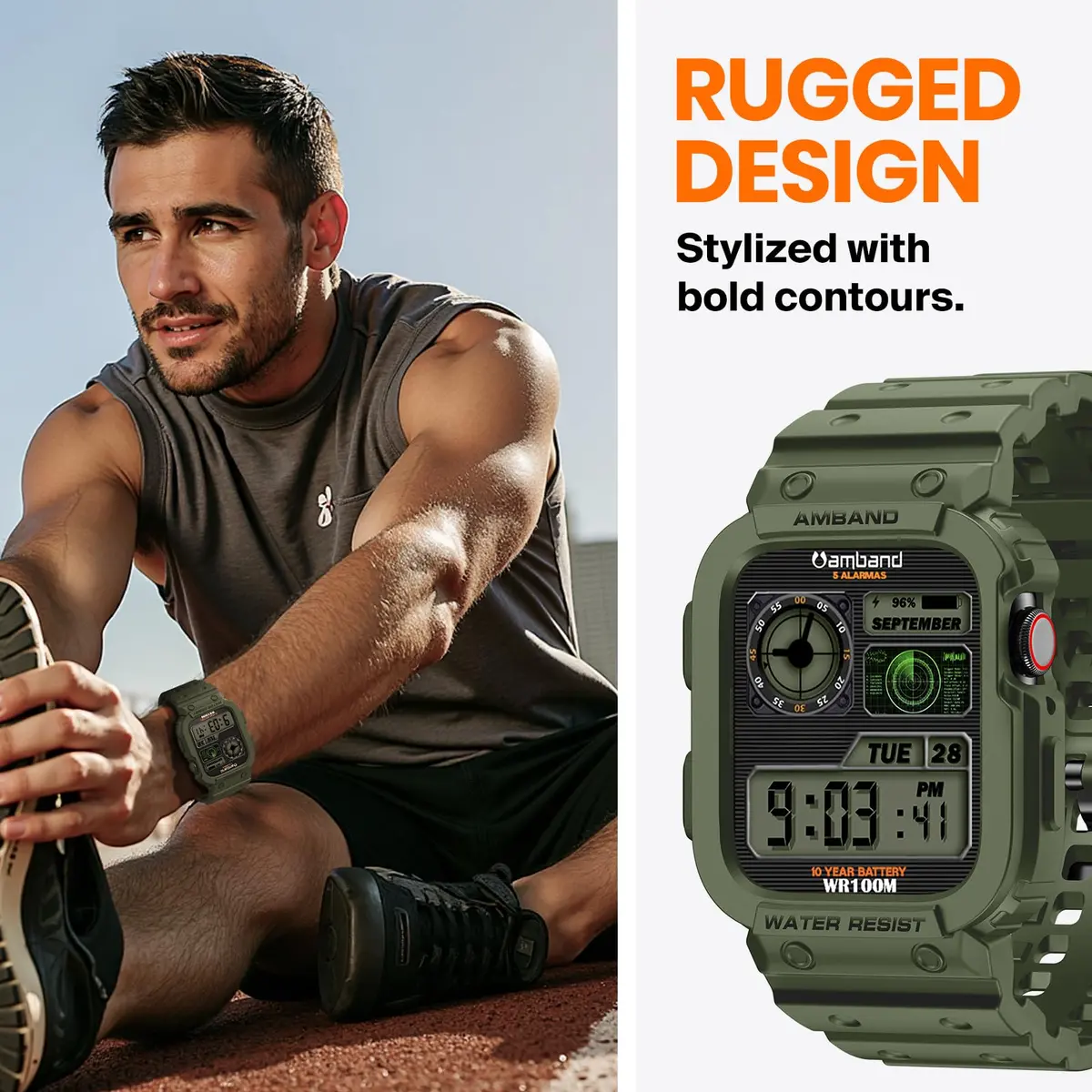 amBand Compatible with Apple Watch 42/44/45mm | Rugged Military Shockproof Band for iWatch Series 1-9 & SE - view 5