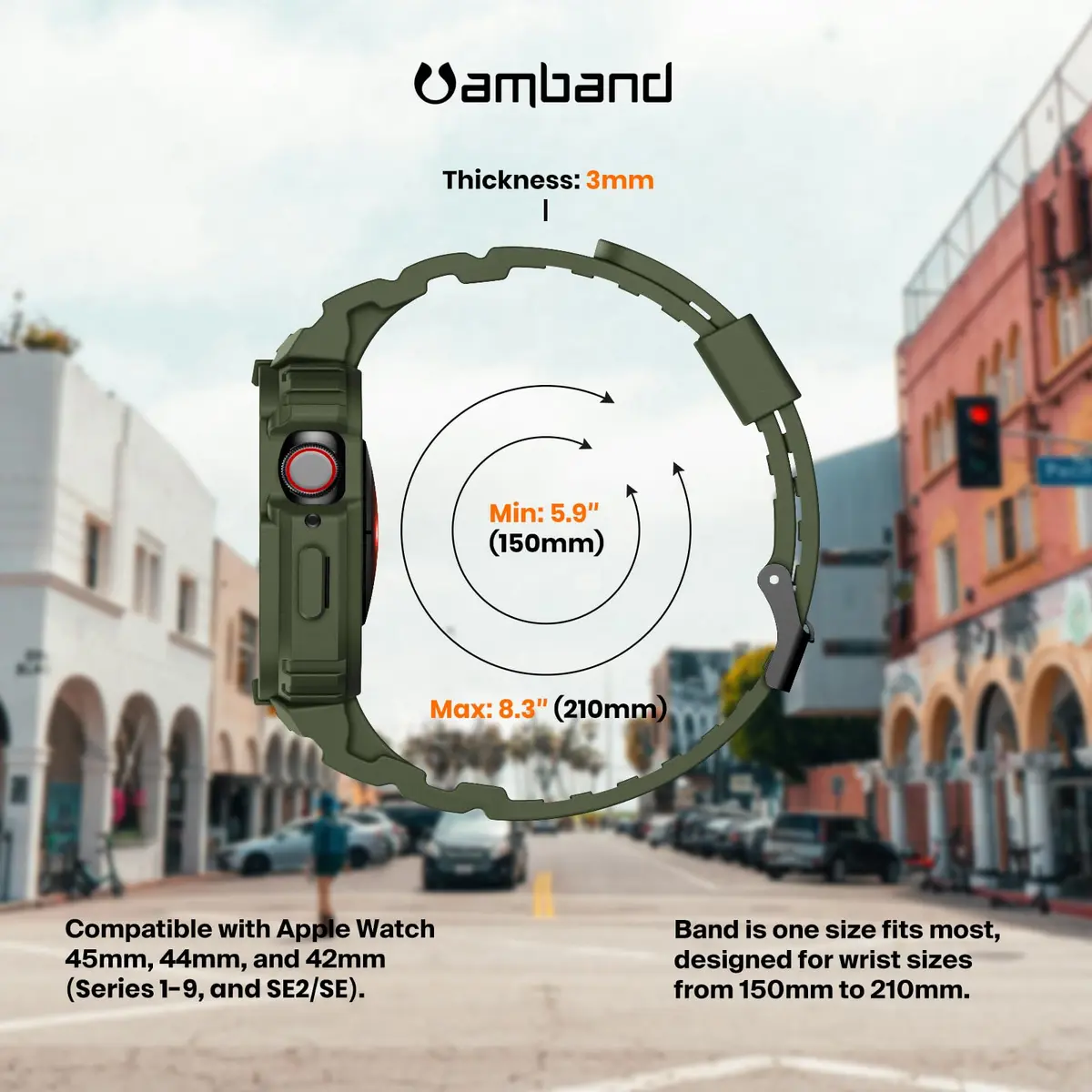 amBand Compatible with Apple Watch 42/44/45mm | Rugged Military Shockproof Band for iWatch Series 1-9 & SE - view 9
