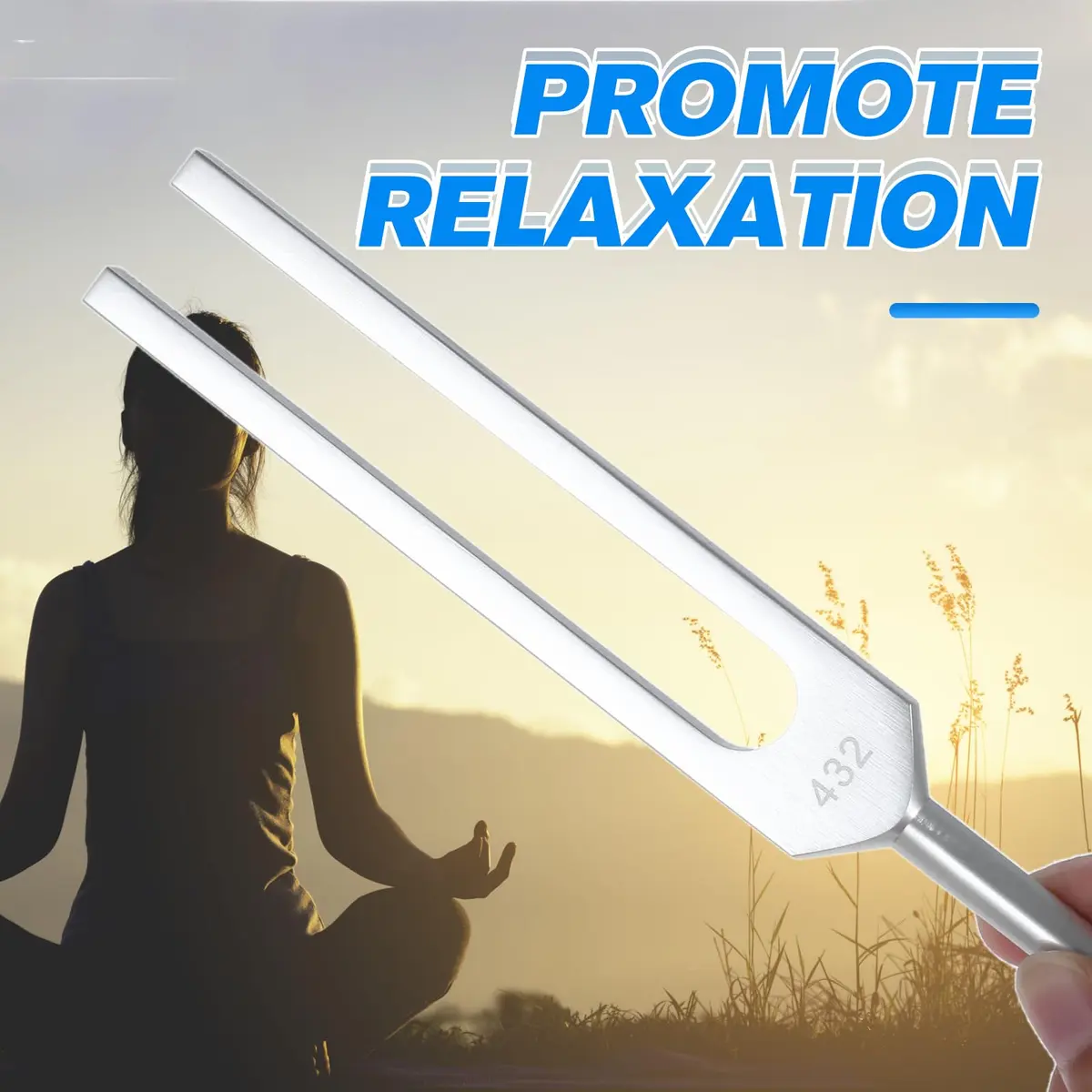 DRELD 432 Hz Tuning Fork for Healing, Relaxing, Meditation, Chakra Strengthening | Alloy & Silicone - view 5