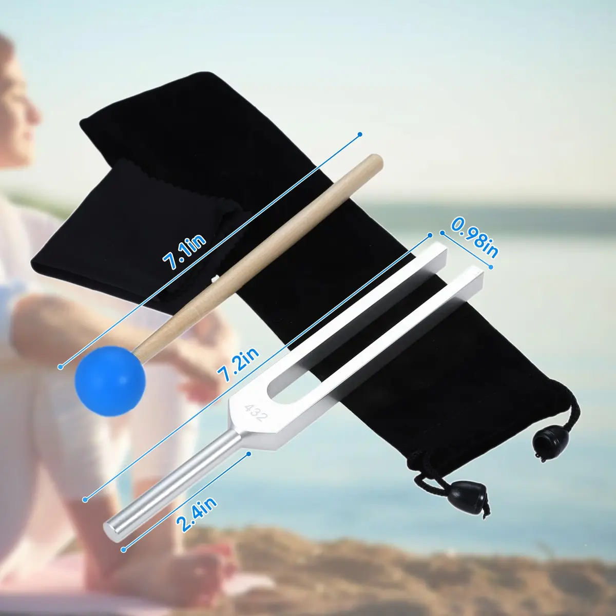 DRELD 432 Hz Tuning Fork for Healing, Relaxing, Meditation, Chakra Strengthening | Alloy & Silicone - view 2