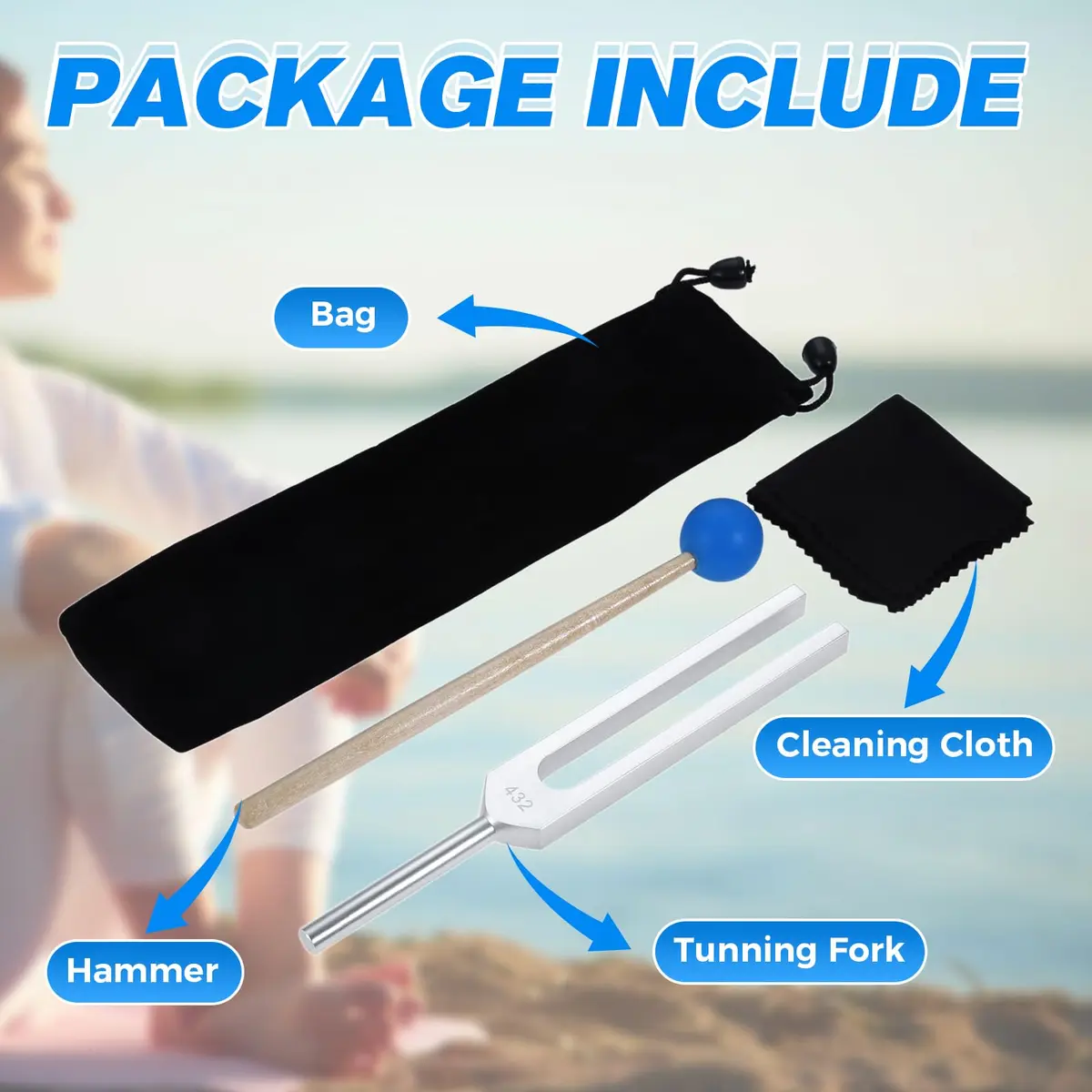DRELD 432 Hz Tuning Fork for Healing, Relaxing, Meditation, Chakra Strengthening | Alloy & Silicone - view 3